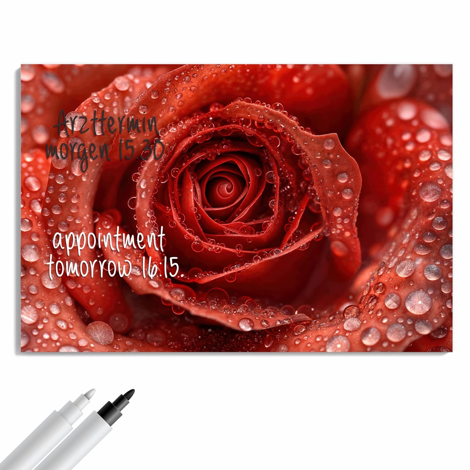Magnetická tabule – obraz na zeď Kapky vody na růži | 60 × 40 cm