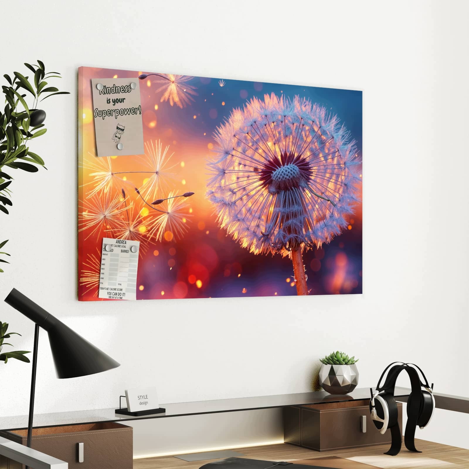 Magnetická tabule – obraz na zeď Pampeliška při západu slunce | 60 × 40 cm