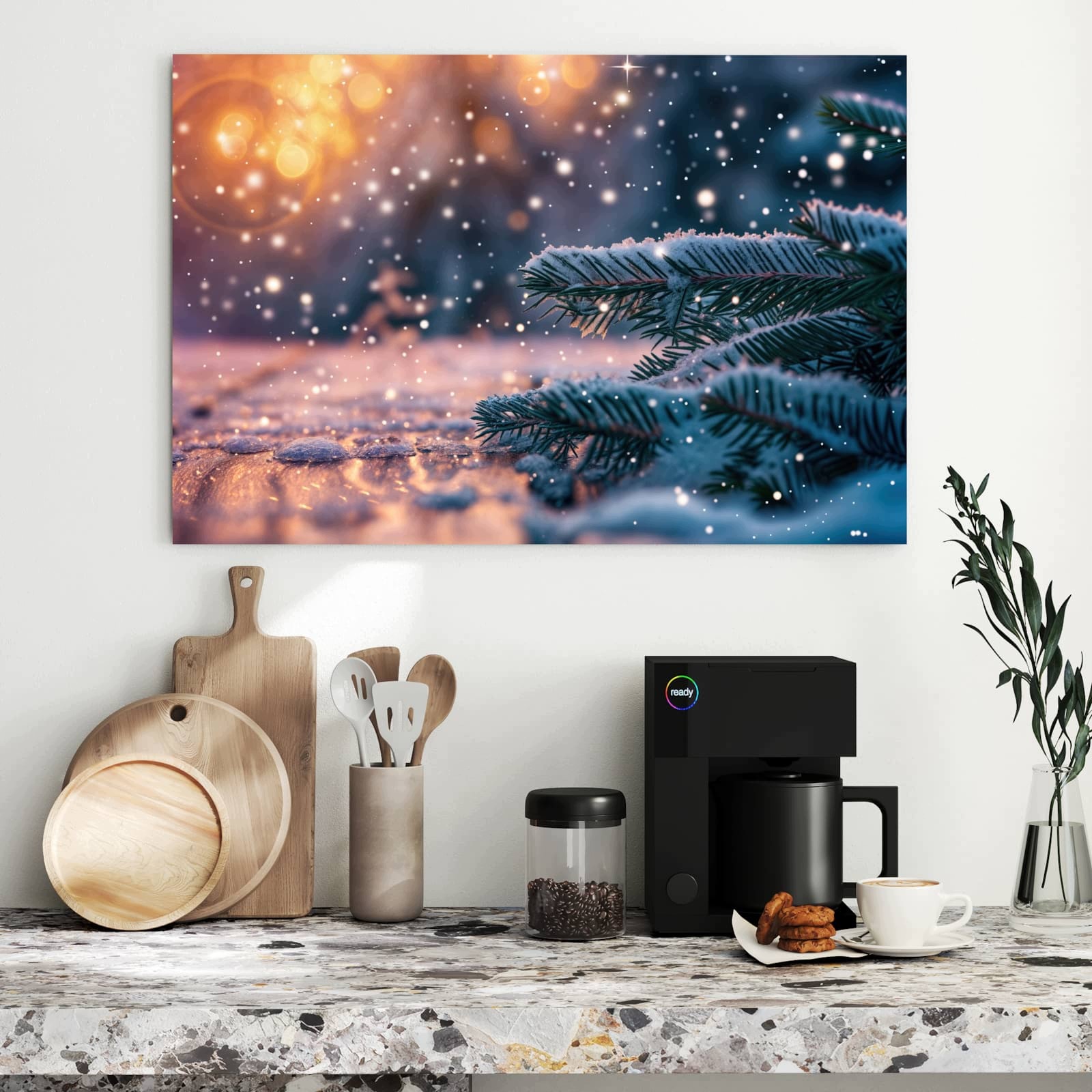 Magnetická tabule – obraz na zeď Zimní jedlové větvičky | 90 × 60 cm