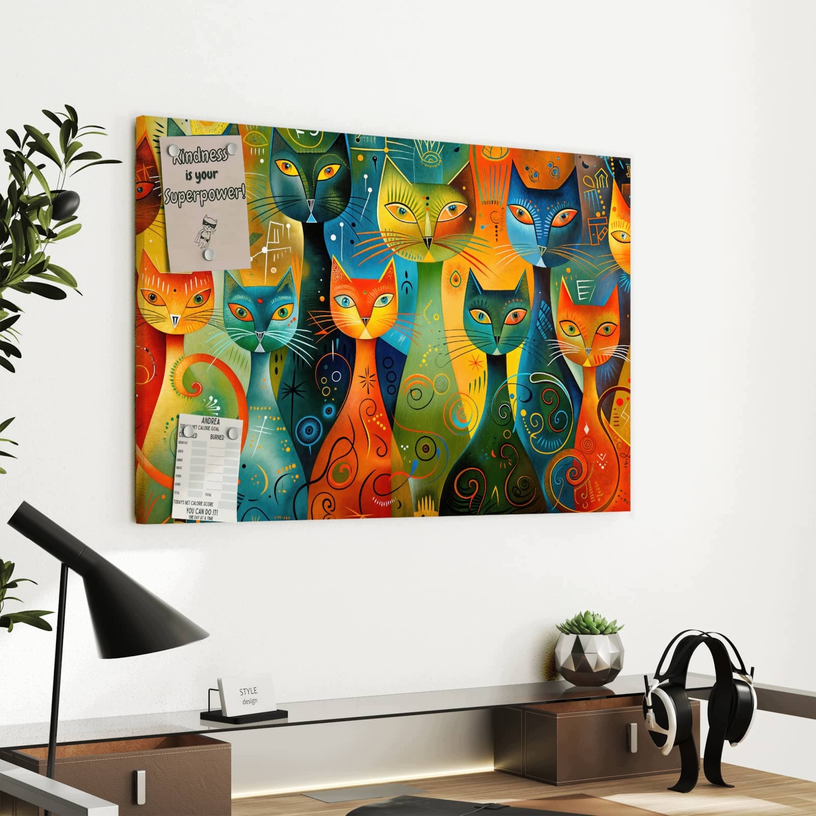 Magnetická tabule – obraz na zeď Barevné kočičí umění | 60 × 40 cm