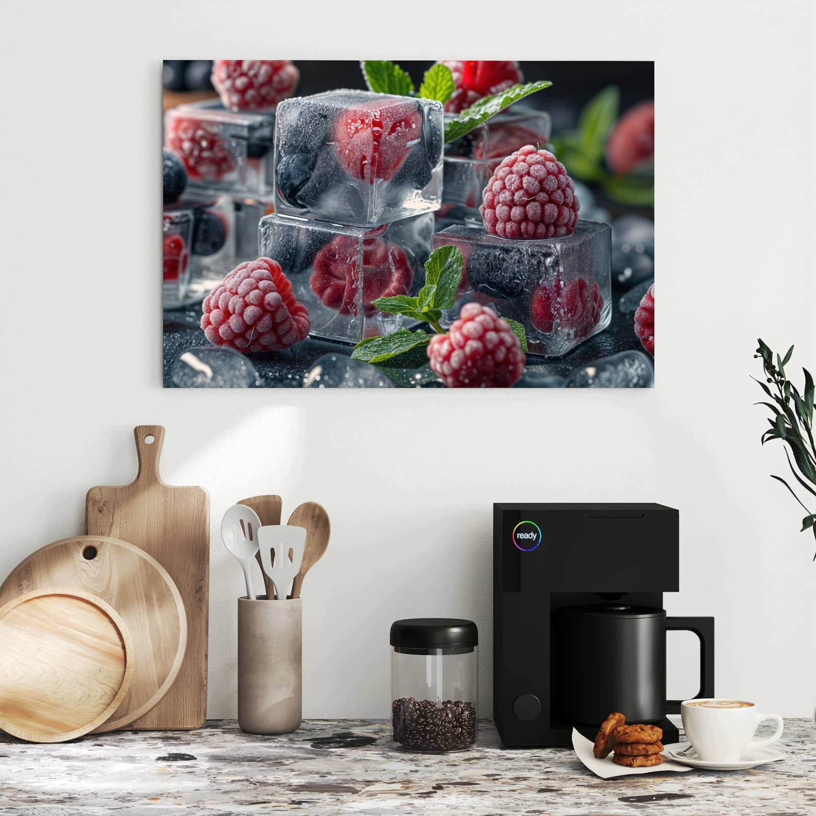 Magnetická tabule – obraz na zeď Bobule s kostkami ledu – motiv 1 | 60 × 40 cm