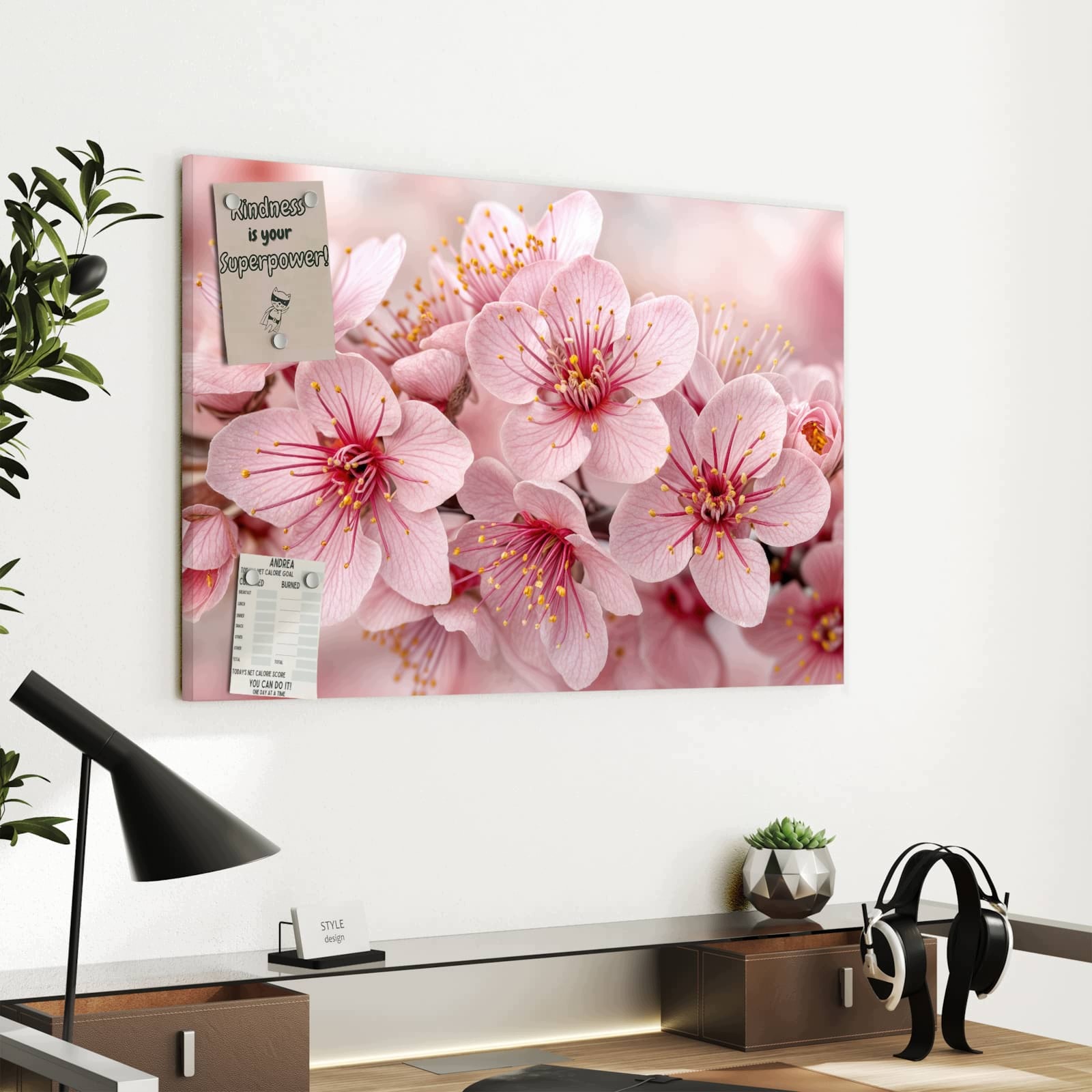 Magnetická tabule – obraz na zeď Větvička květu třešní | 60 × 40 cm