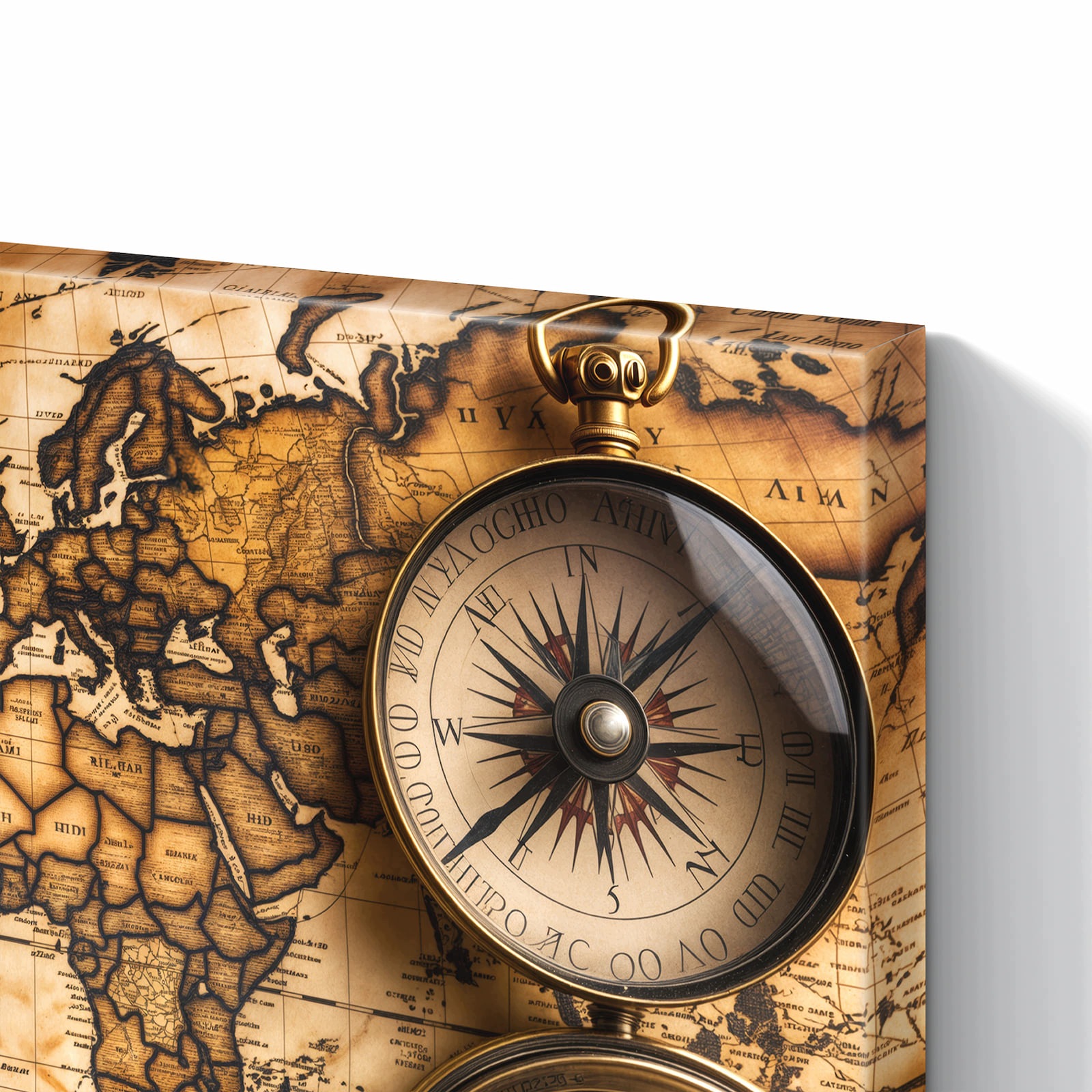 Magnetická tabule – obraz na zeď Vintage mapa světa s kompasem | 60 × 40 cm