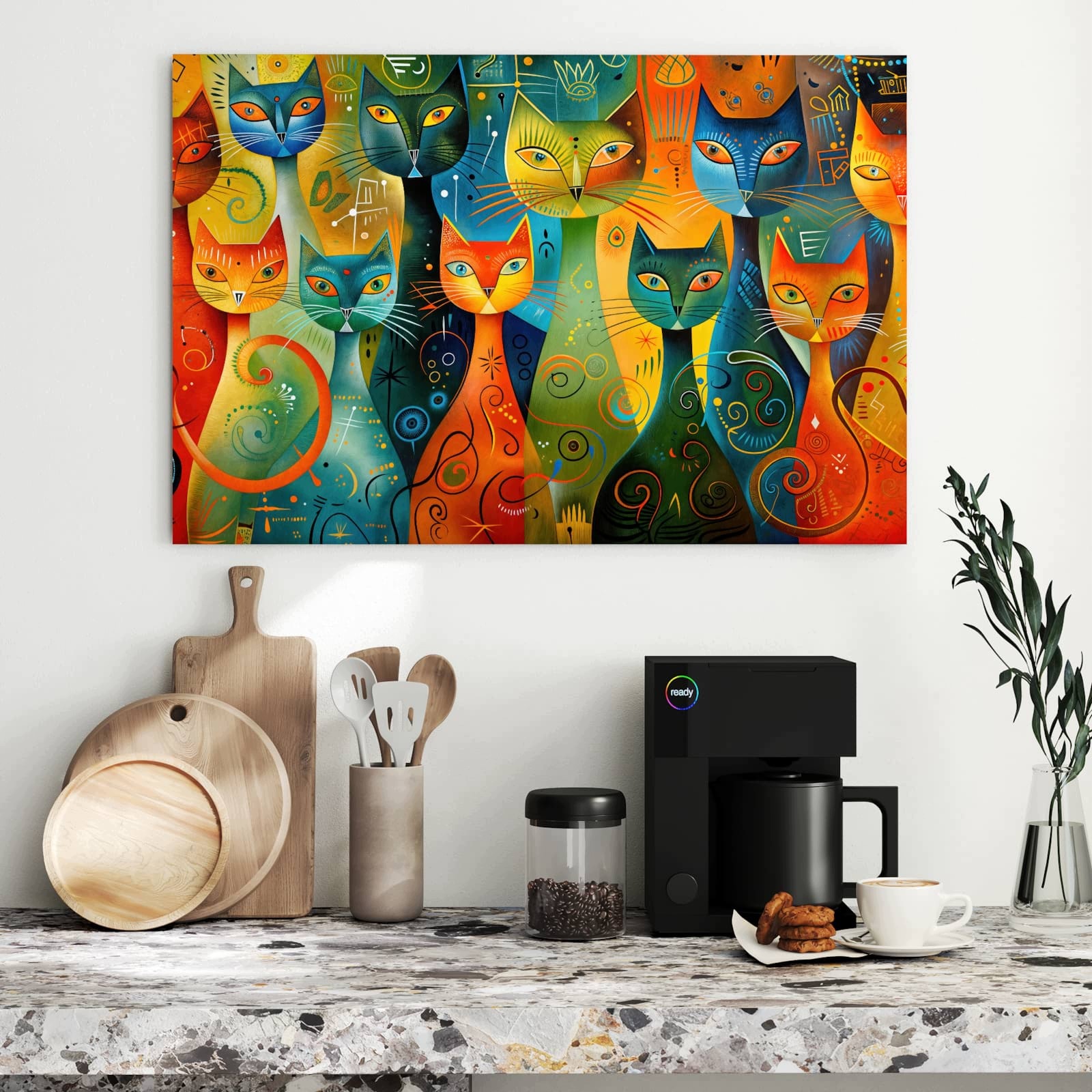 Magnetická tabule – obraz na zeď Barevné kočičí umění | 90 × 60 cm