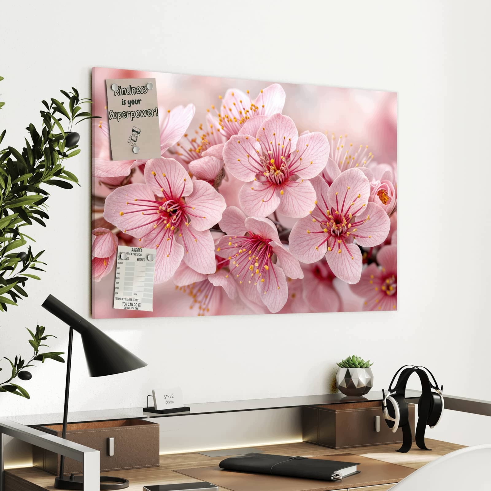 Magnetická tabule – obraz na zeď Větvička květu třešní | 90 × 60 cm