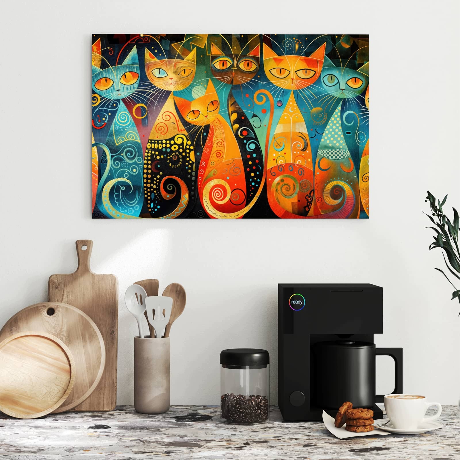 Magnetická tabule – obraz na zeď Veselé kočičí umění | 60 × 40 cm