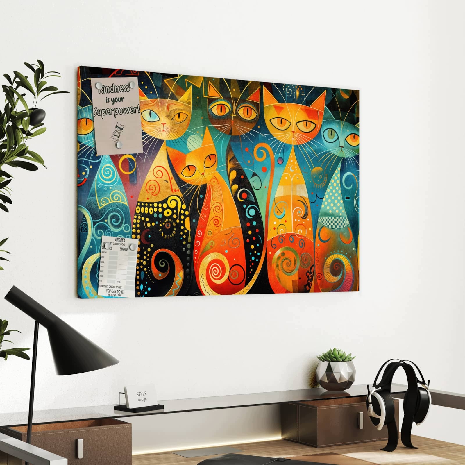 Magnetická tabule – obraz na zeď Veselé kočičí umění | 60 × 40 cm