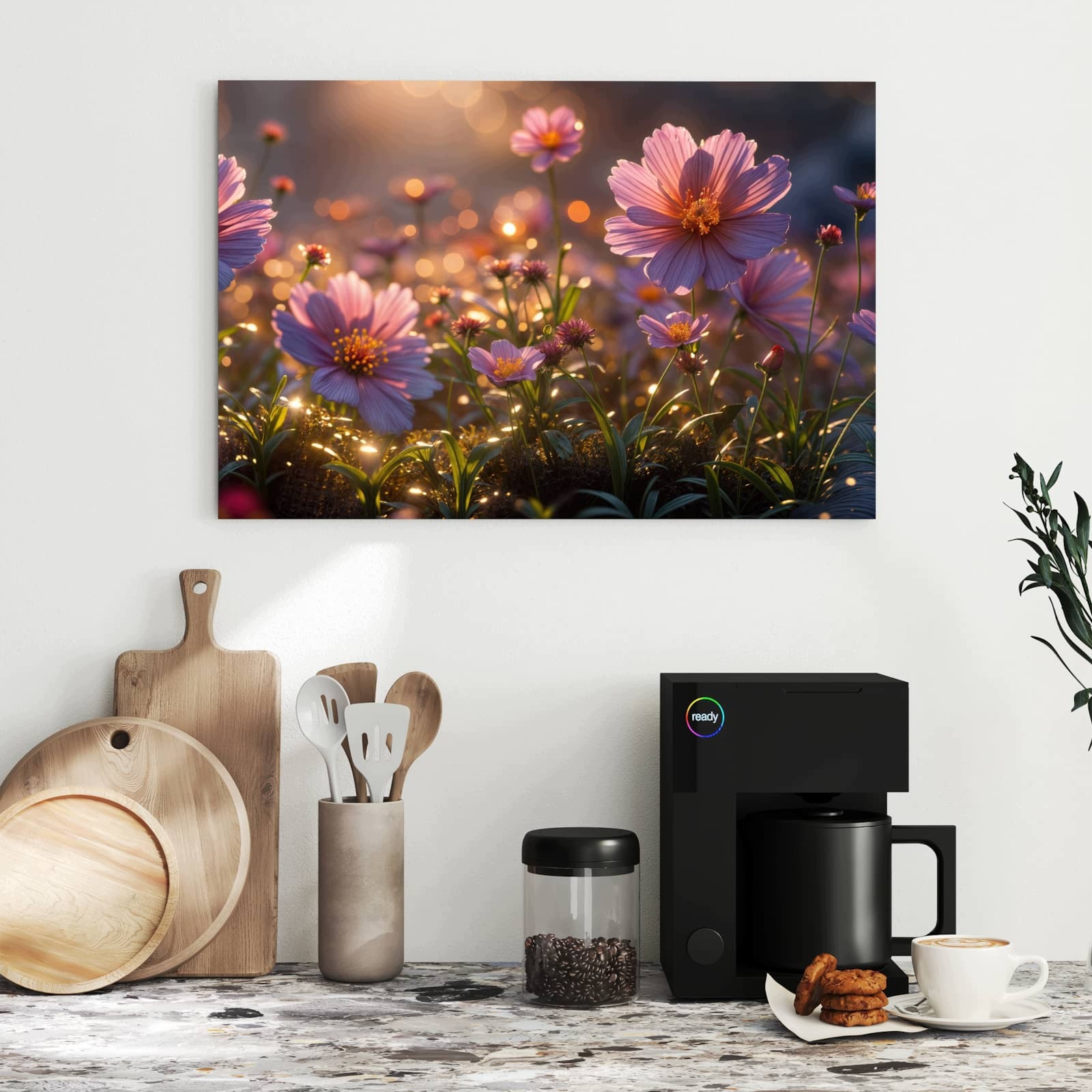 Magnetická tabule – obraz na zeď Květinová louka při východu slunce | 60 × 40 cm