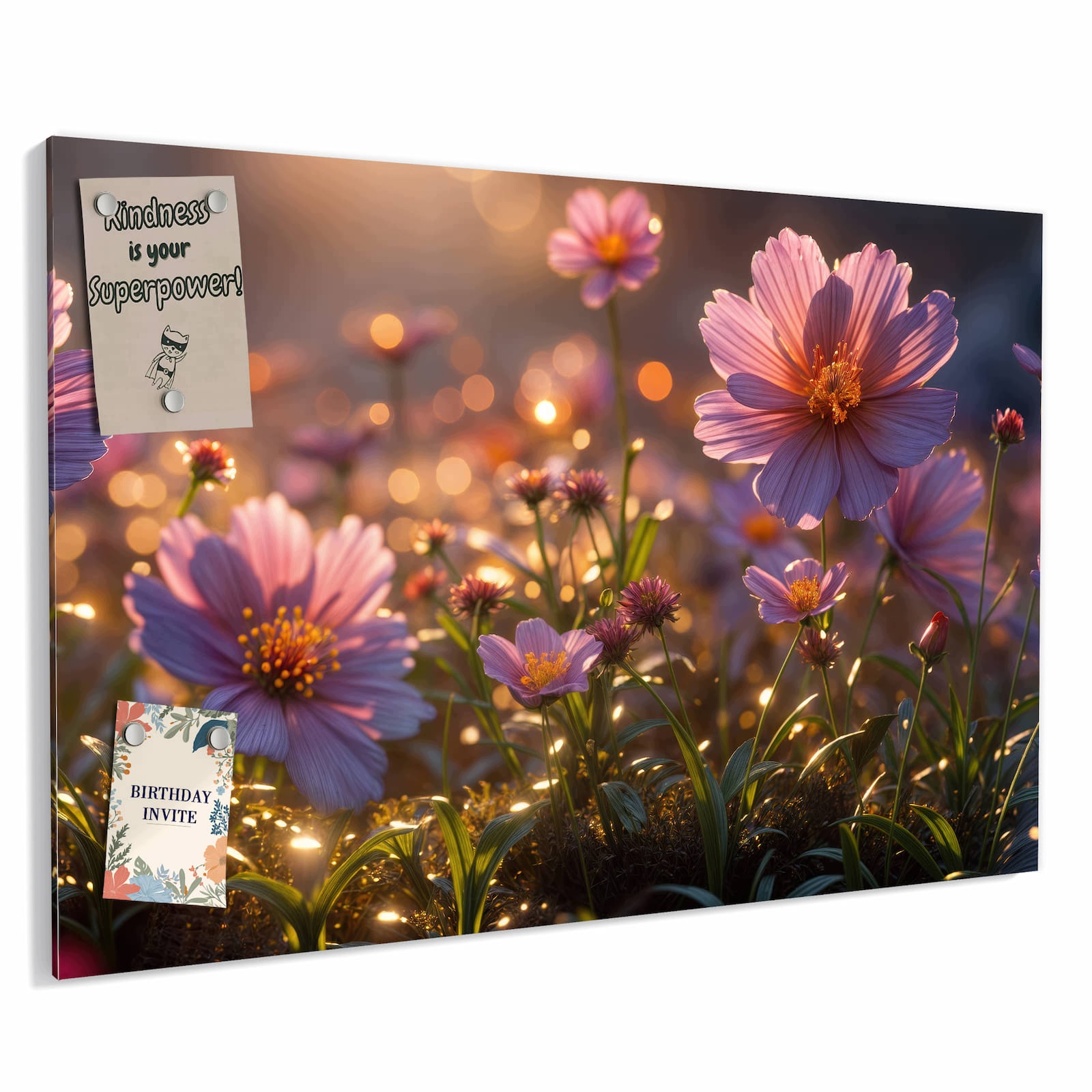 Magnetická tabule – obraz na zeď Květinová louka při východu slunce | 60 × 40 cm