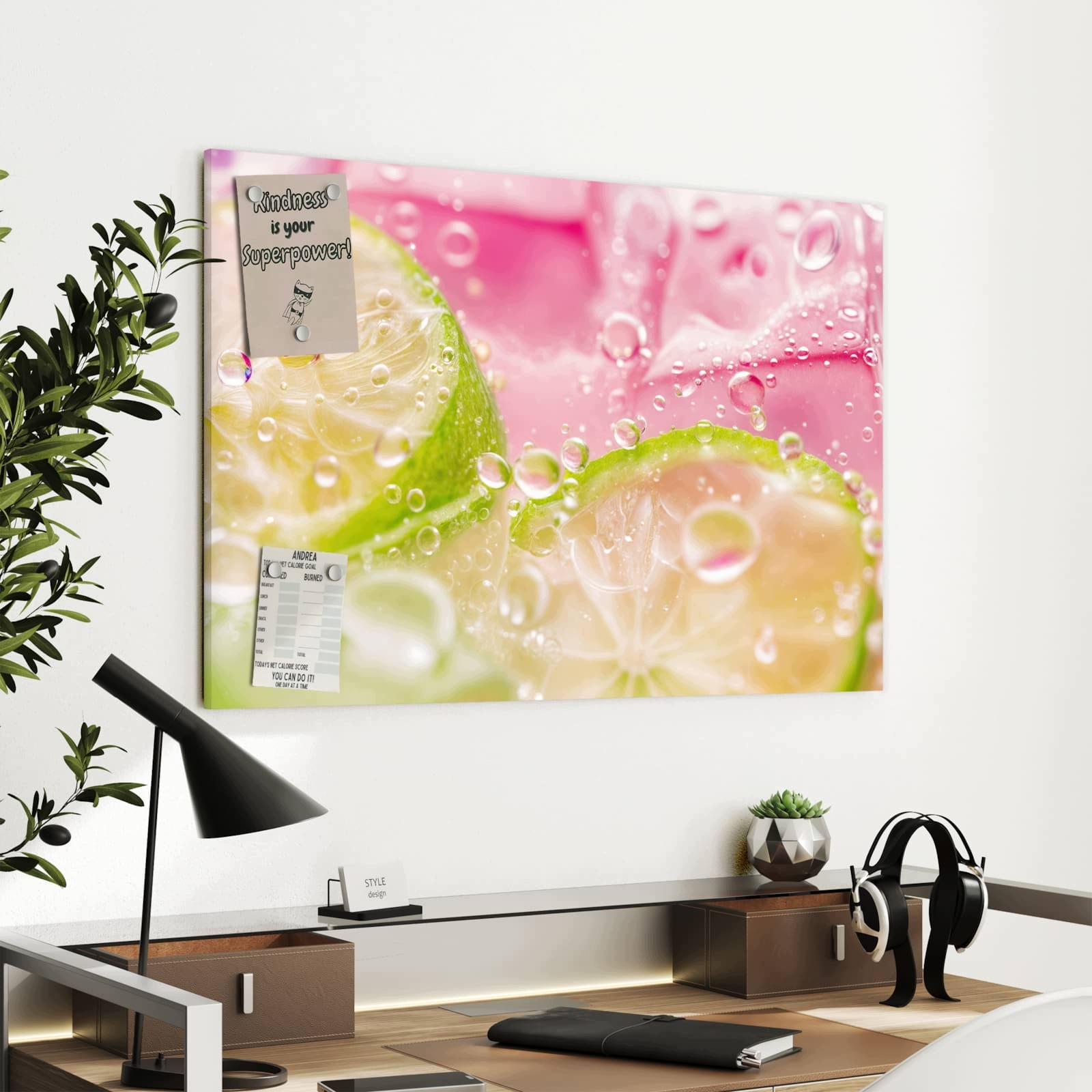 Magnetická tabule – obraz na zeď Cákance limetek | 90 × 60 cm