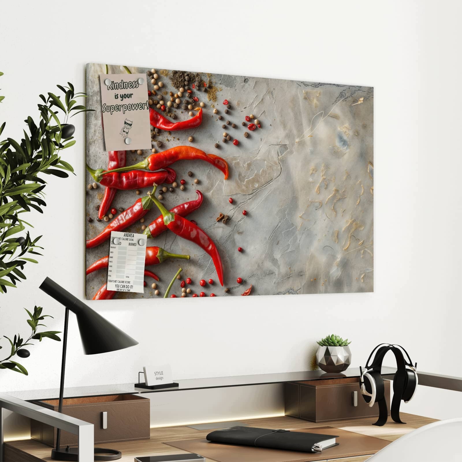 Magnetická tabule – obraz na zeď Chilli papričky | 90 × 60 cm