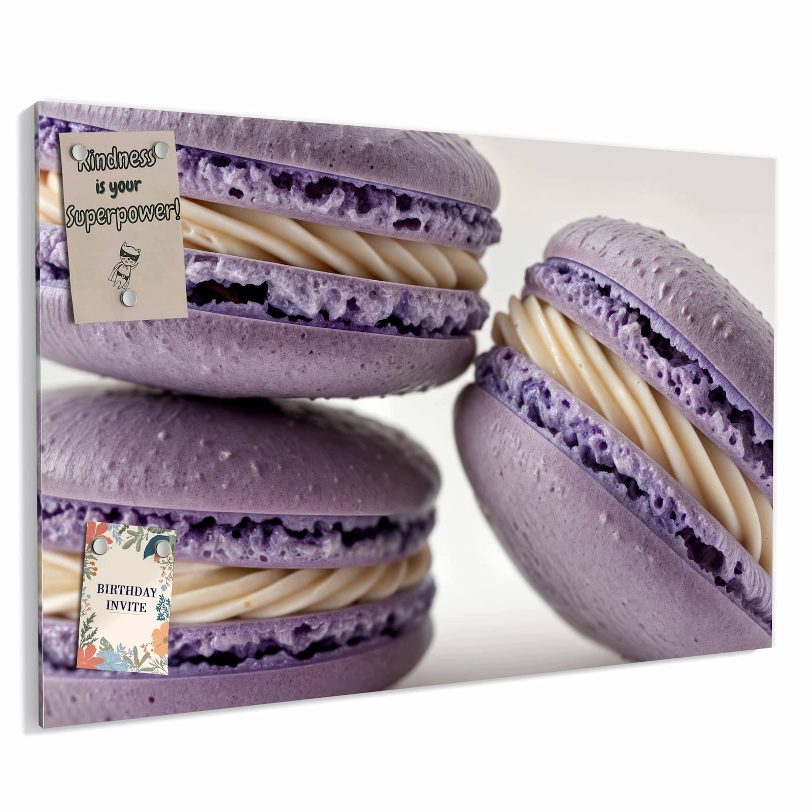 Magnetická tabule – obraz na zeď Fialové makronky | 60 × 40 cm