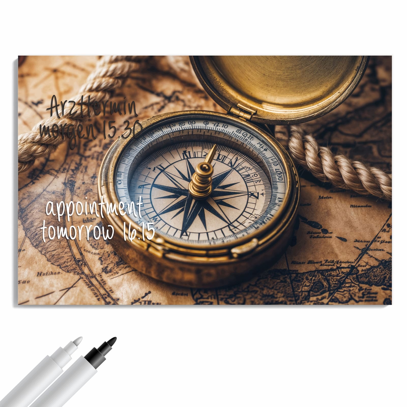Magnetická tabule – obraz na zeď Kompas a mapa | 60 × 40 cm