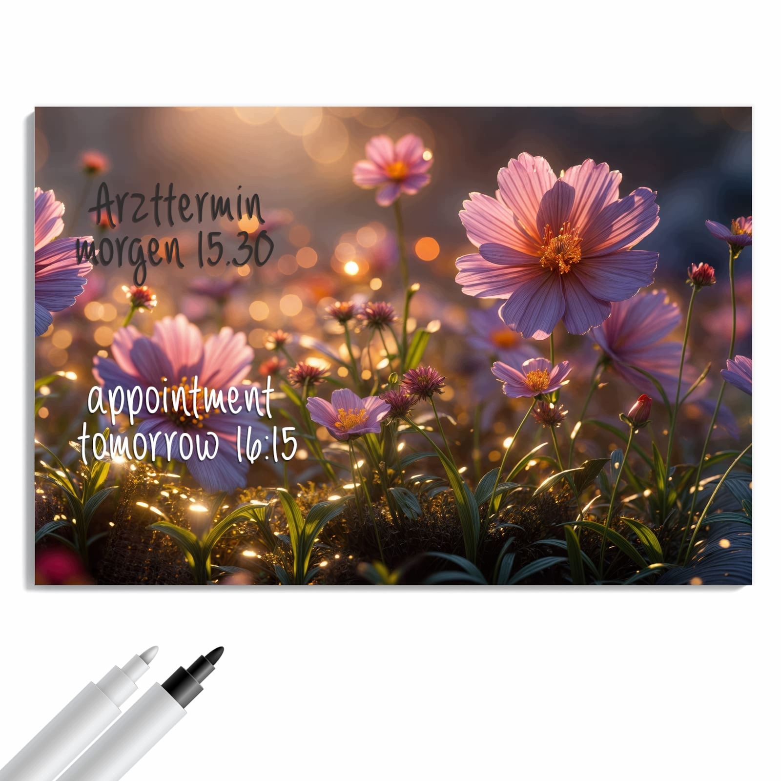 Magnetická tabule – obraz na zeď Květinová louka při východu slunce | 90 × 60 cm