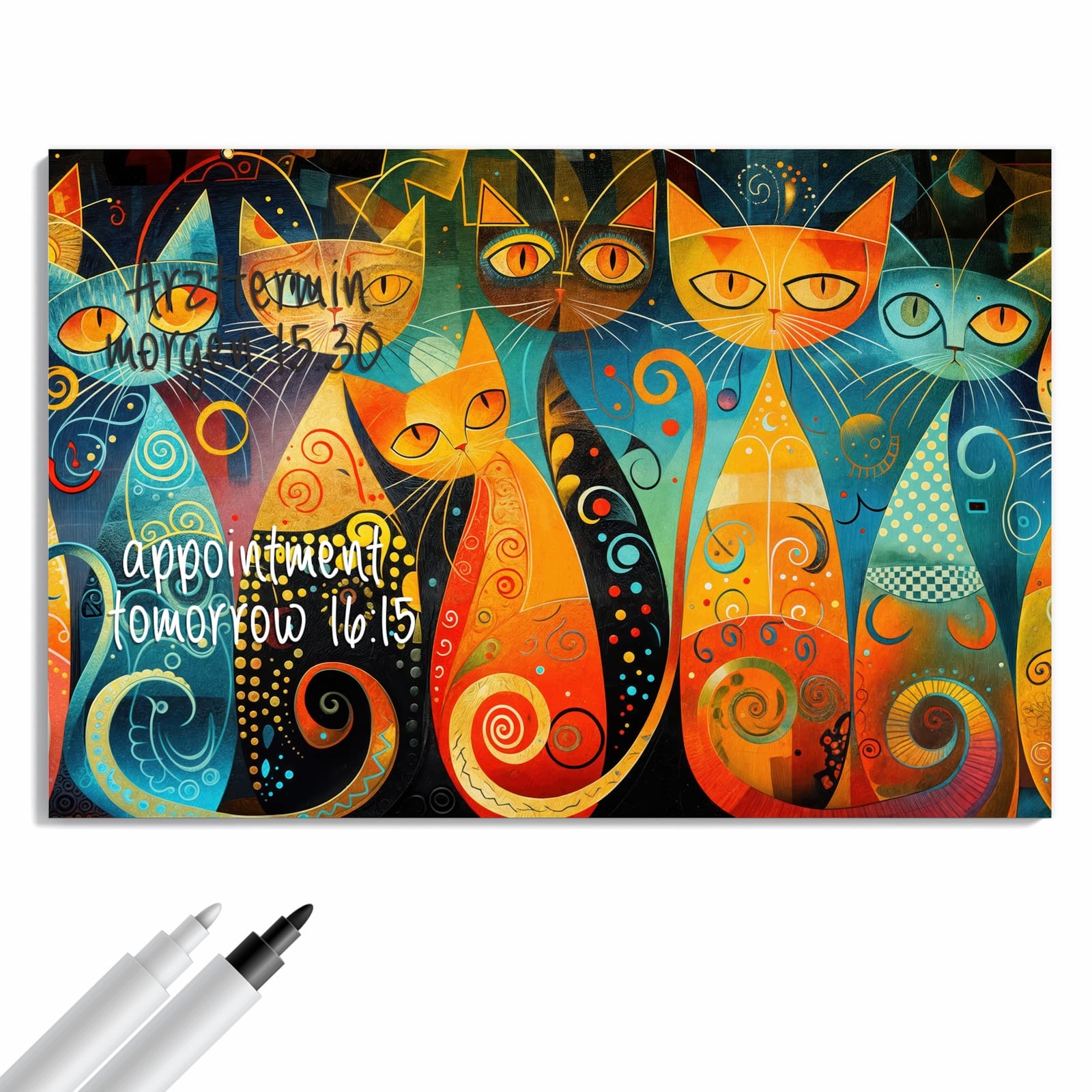 Magnetická tabule – obraz na zeď Veselé kočičí umění | 90 × 60 cm