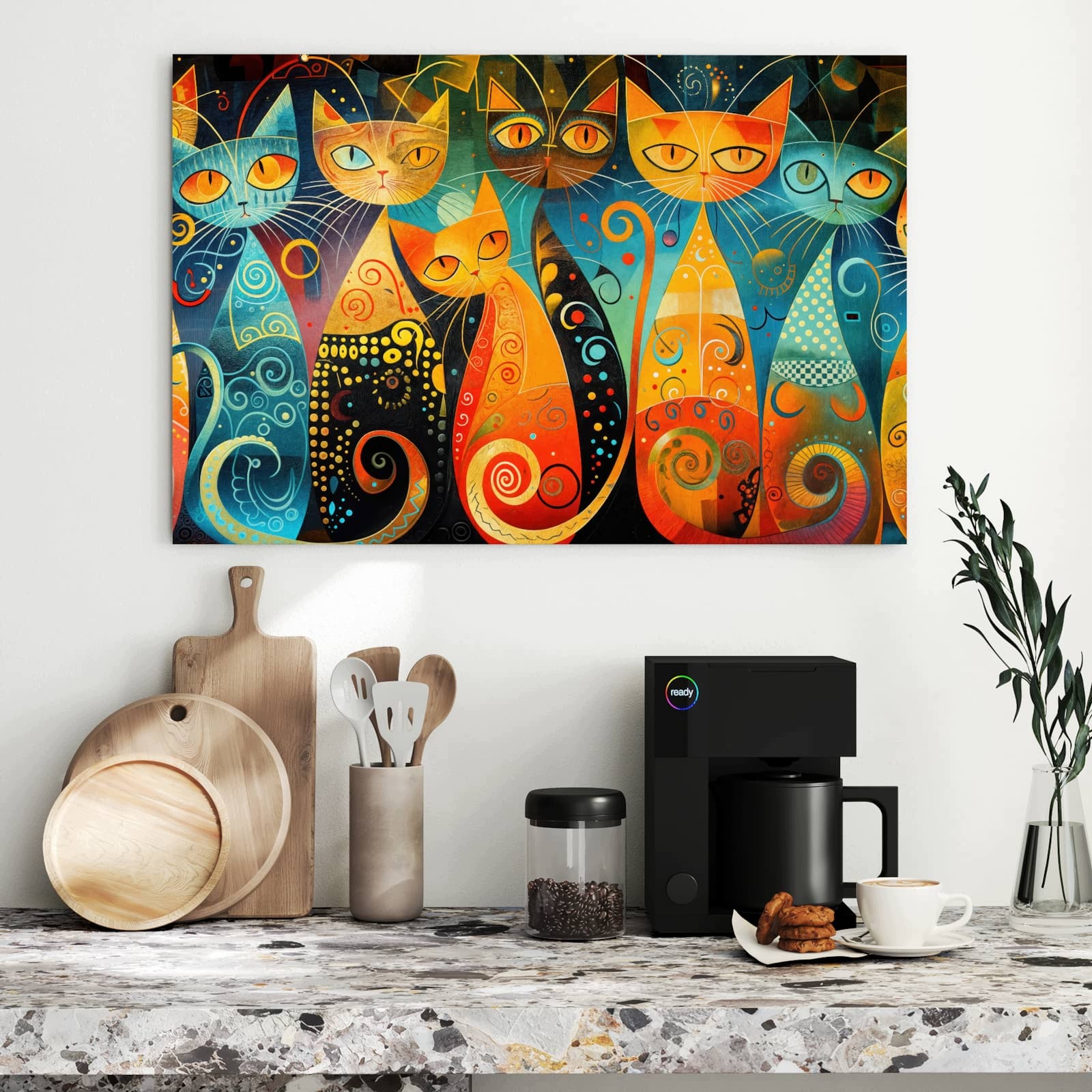 Magnetická tabule – obraz na zeď Veselé kočičí umění | 90 × 60 cm