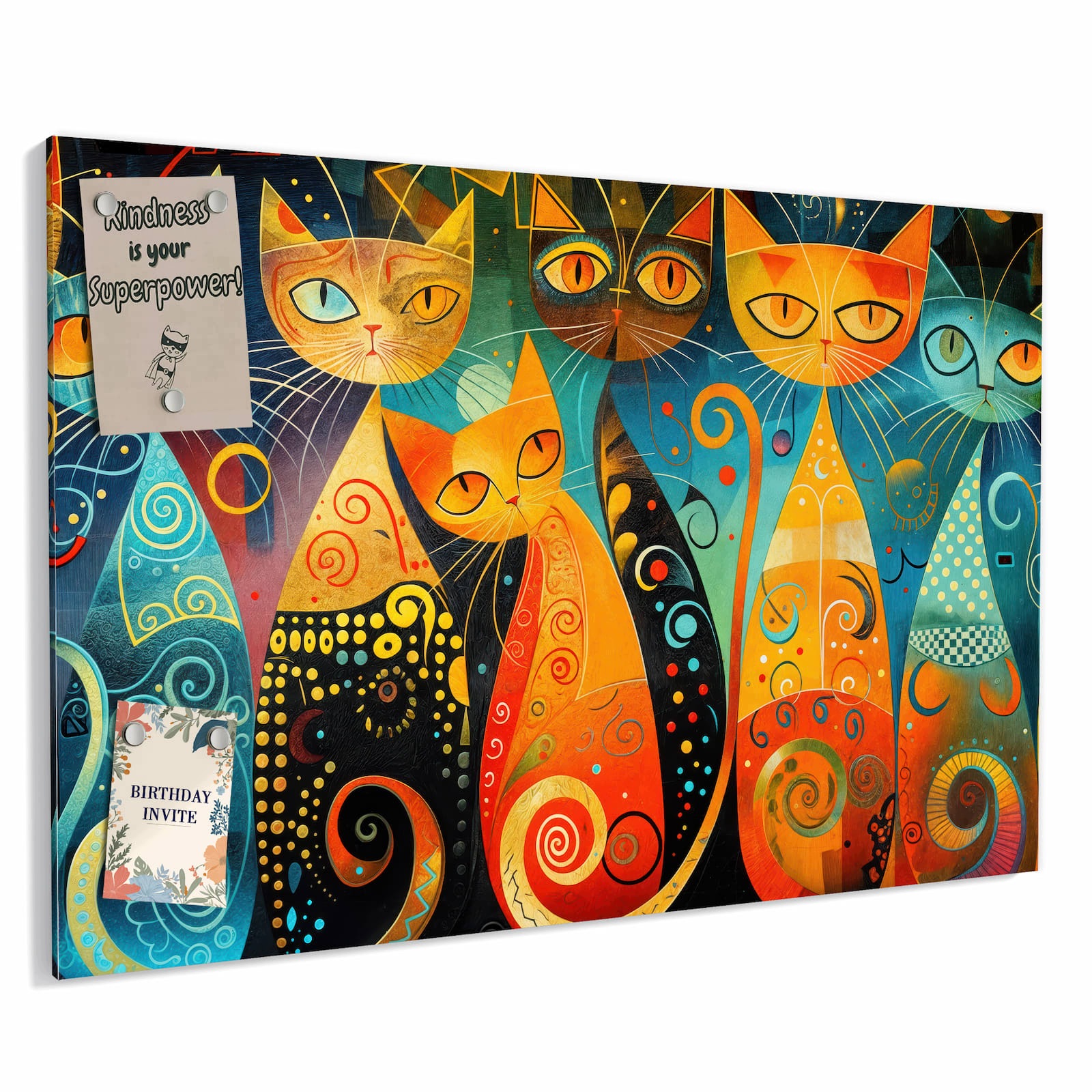 Magnetická tabule – obraz na zeď Veselé kočičí umění | 90 × 60 cm