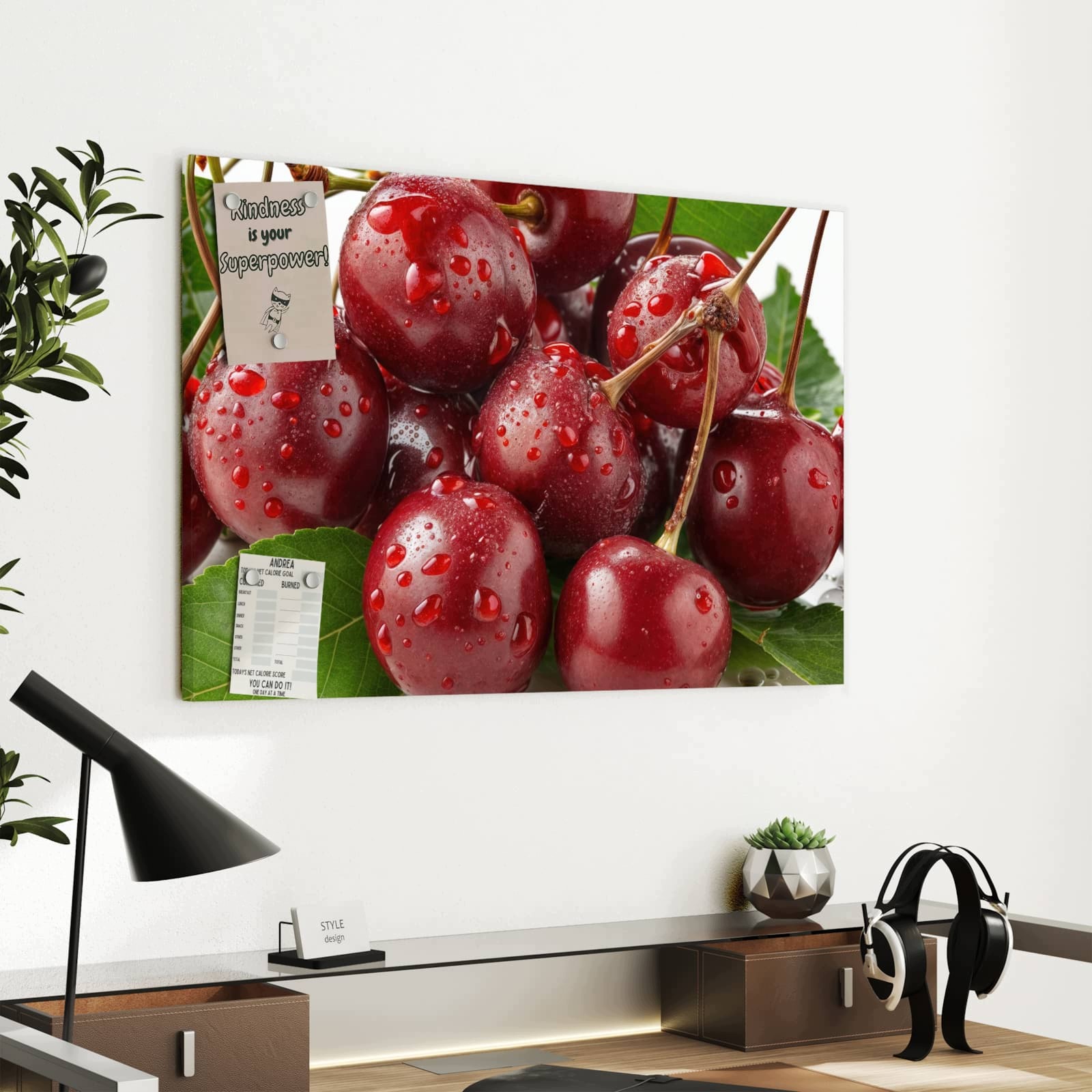 Magnetická tabule – obraz na zeď Čerstvé třešně – detail | 60 × 40 cm