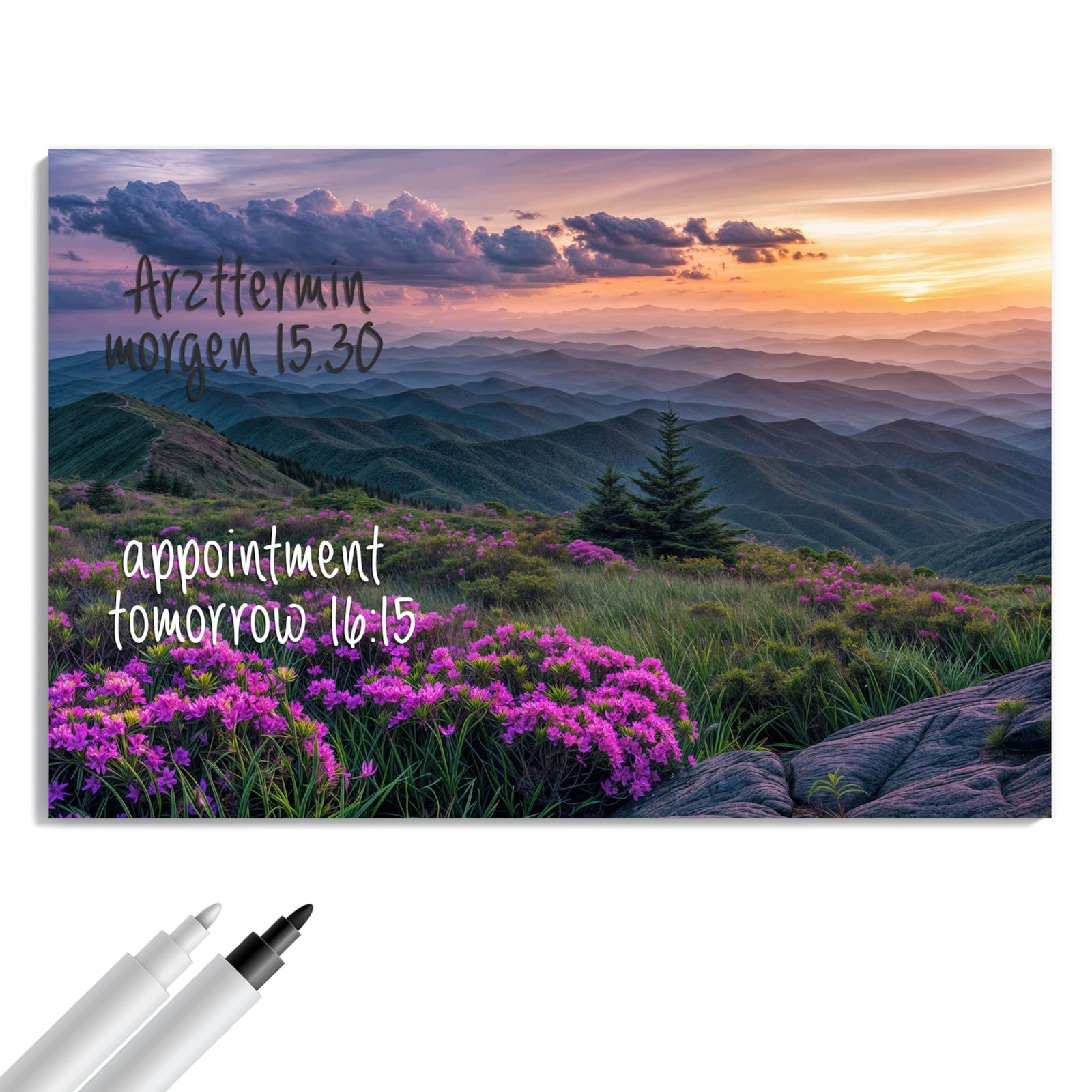 Magnetická tabule – obraz na zeď Horská krajina s květinami | 60 × 40 cm