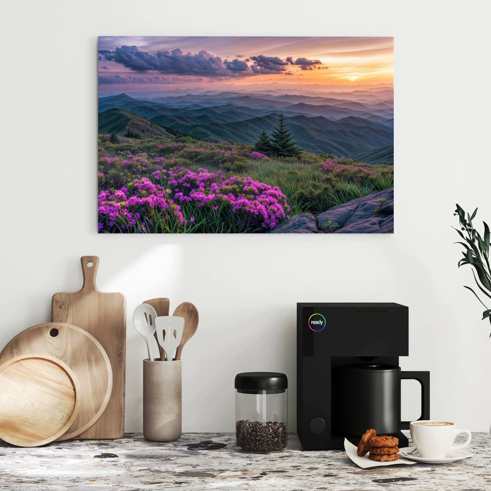 Magnetická tabule – obraz na zeď Horská krajina s květinami | 60 × 40 cm