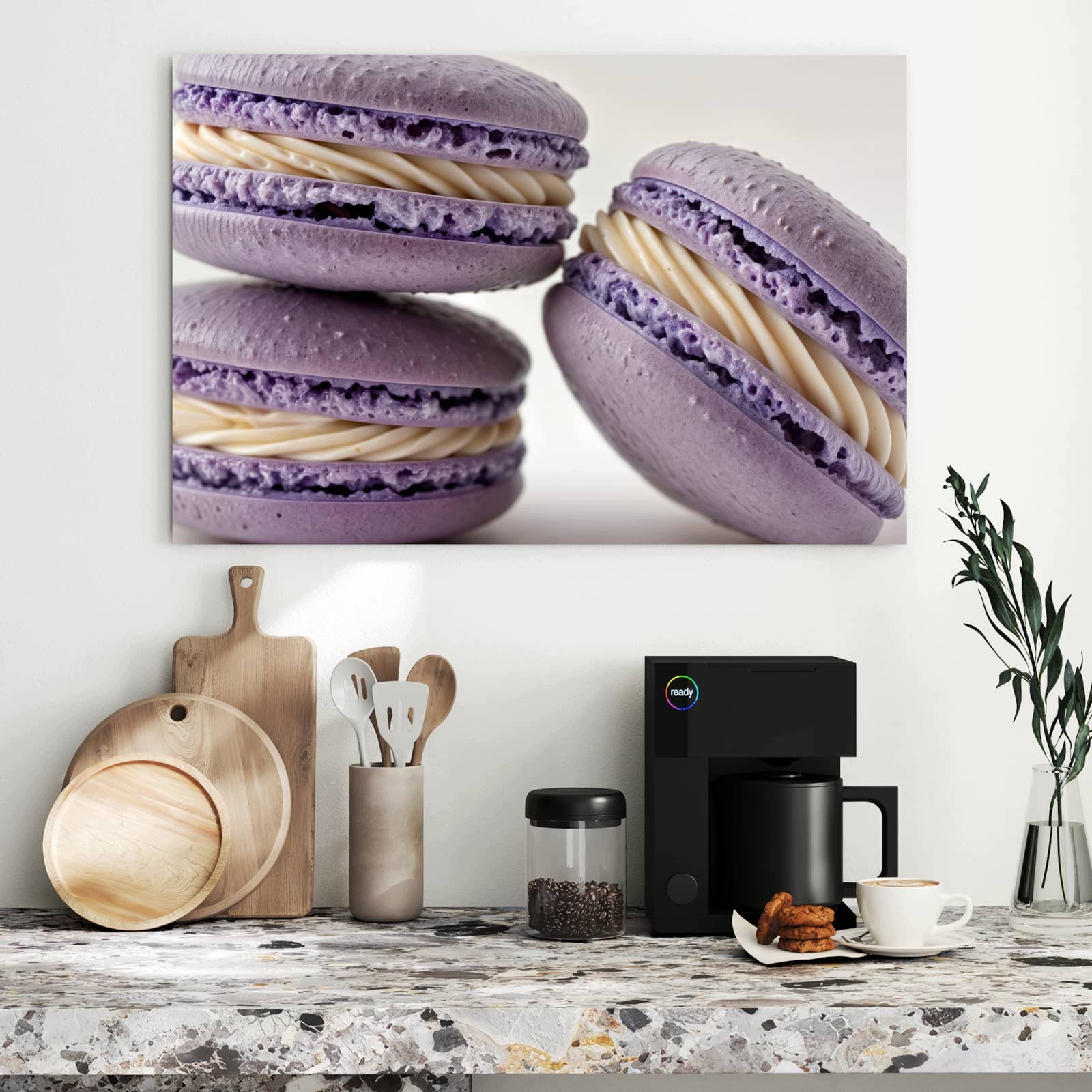 Magnetická tabule – obraz na zeď Fialové makronky | 90 × 60 cm