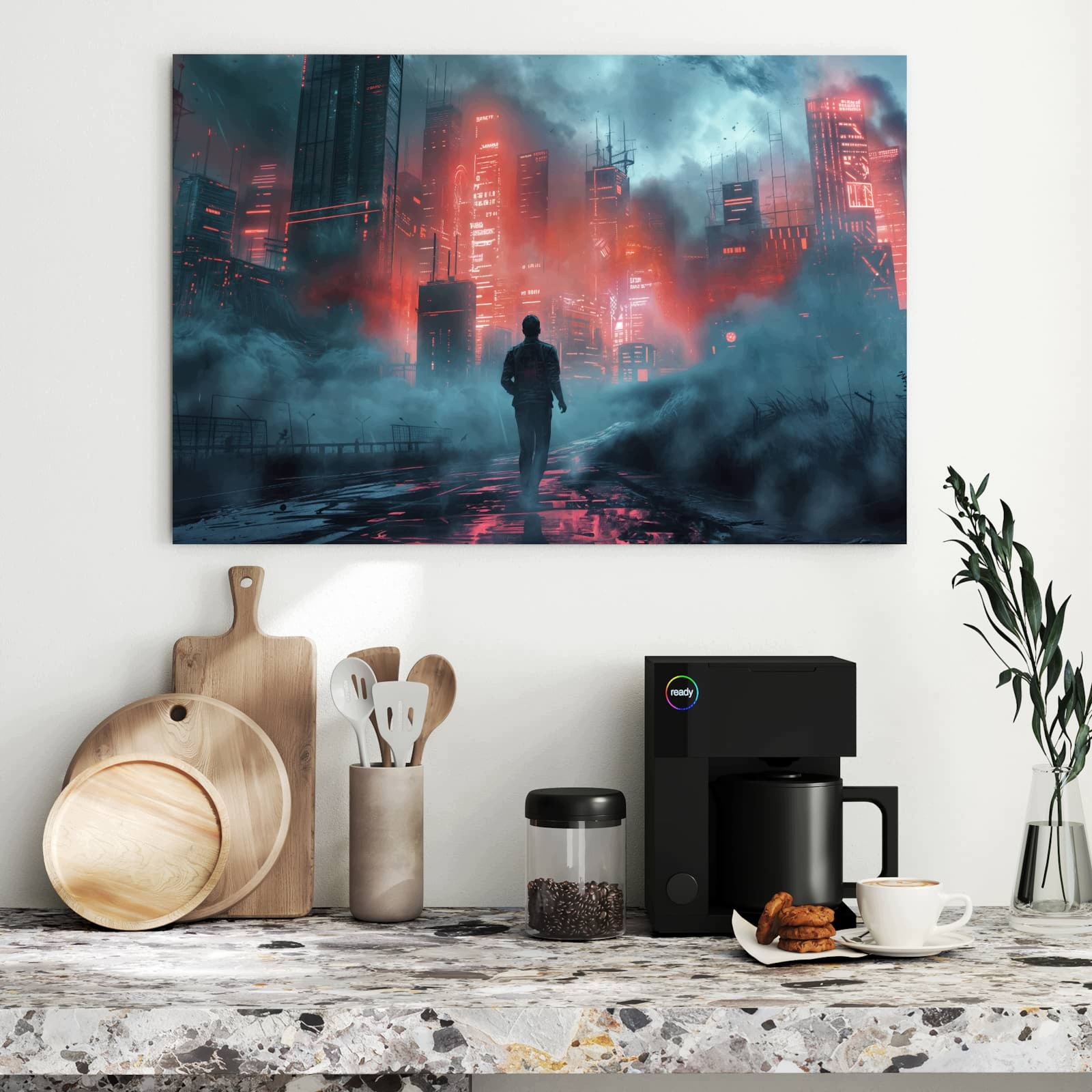 Magnetická tabule – obraz na zeď Neonové město | 90 × 60 cm