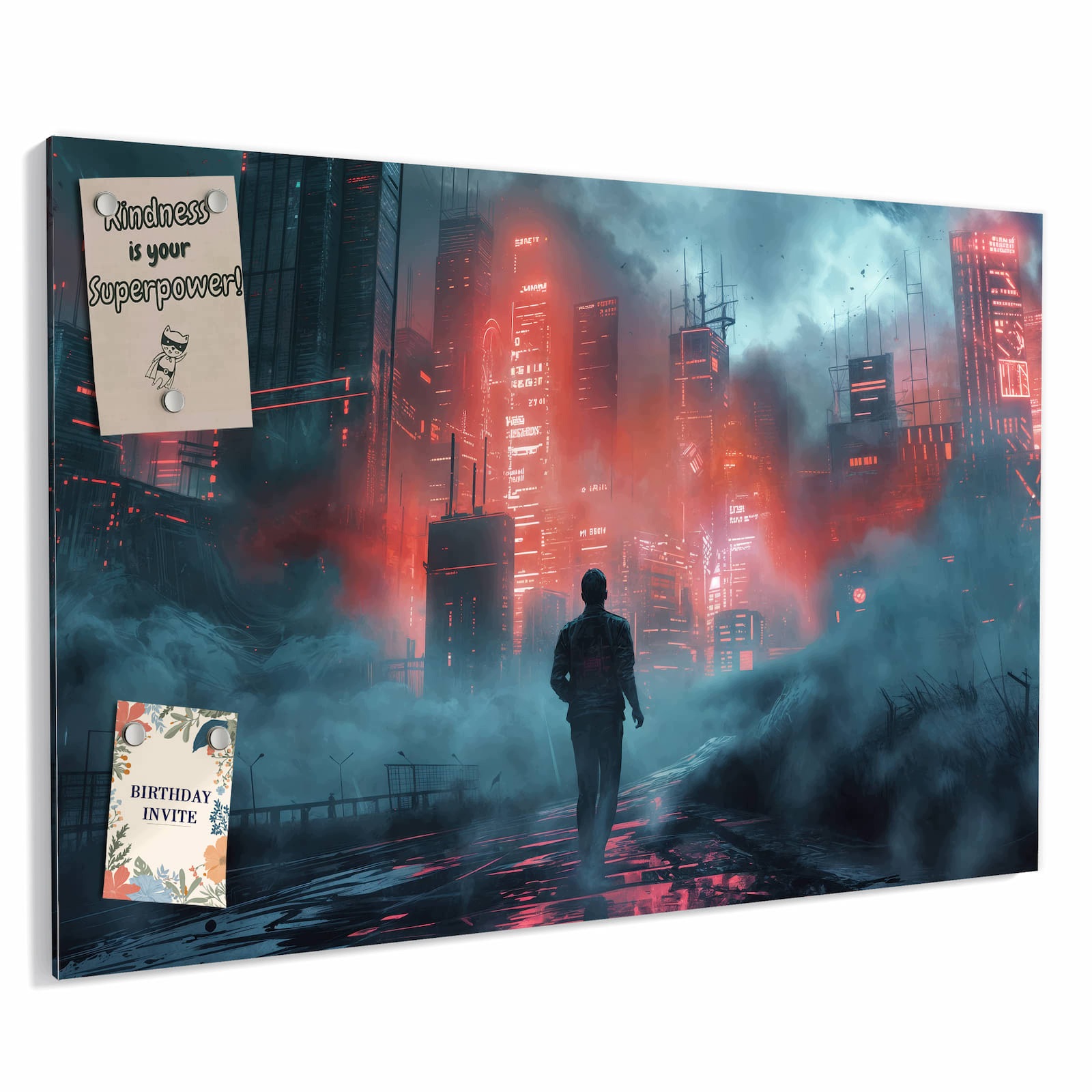 Magnetická tabule – obraz na zeď Neonové město | 90 × 60 cm