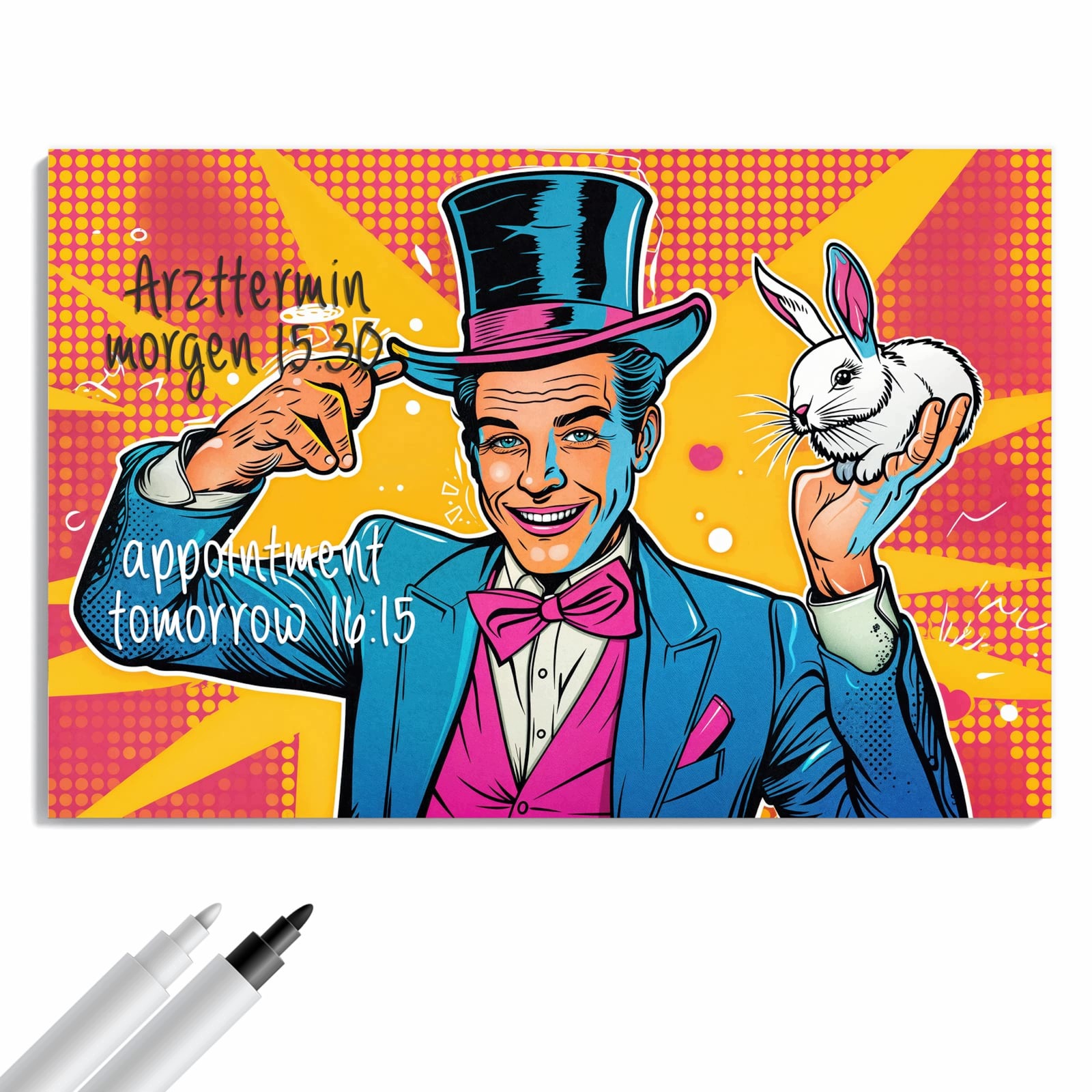 Magnetická tabule – obraz na zeď Kouzelník se zajícem | 90 × 60 cm