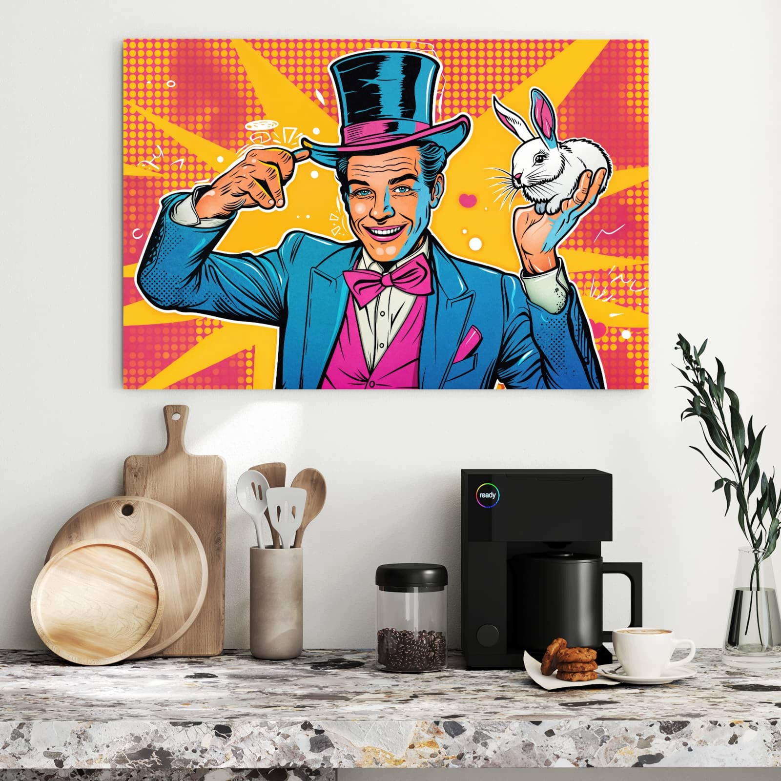 Magnetická tabule – obraz na zeď Kouzelník se zajícem | 90 × 60 cm