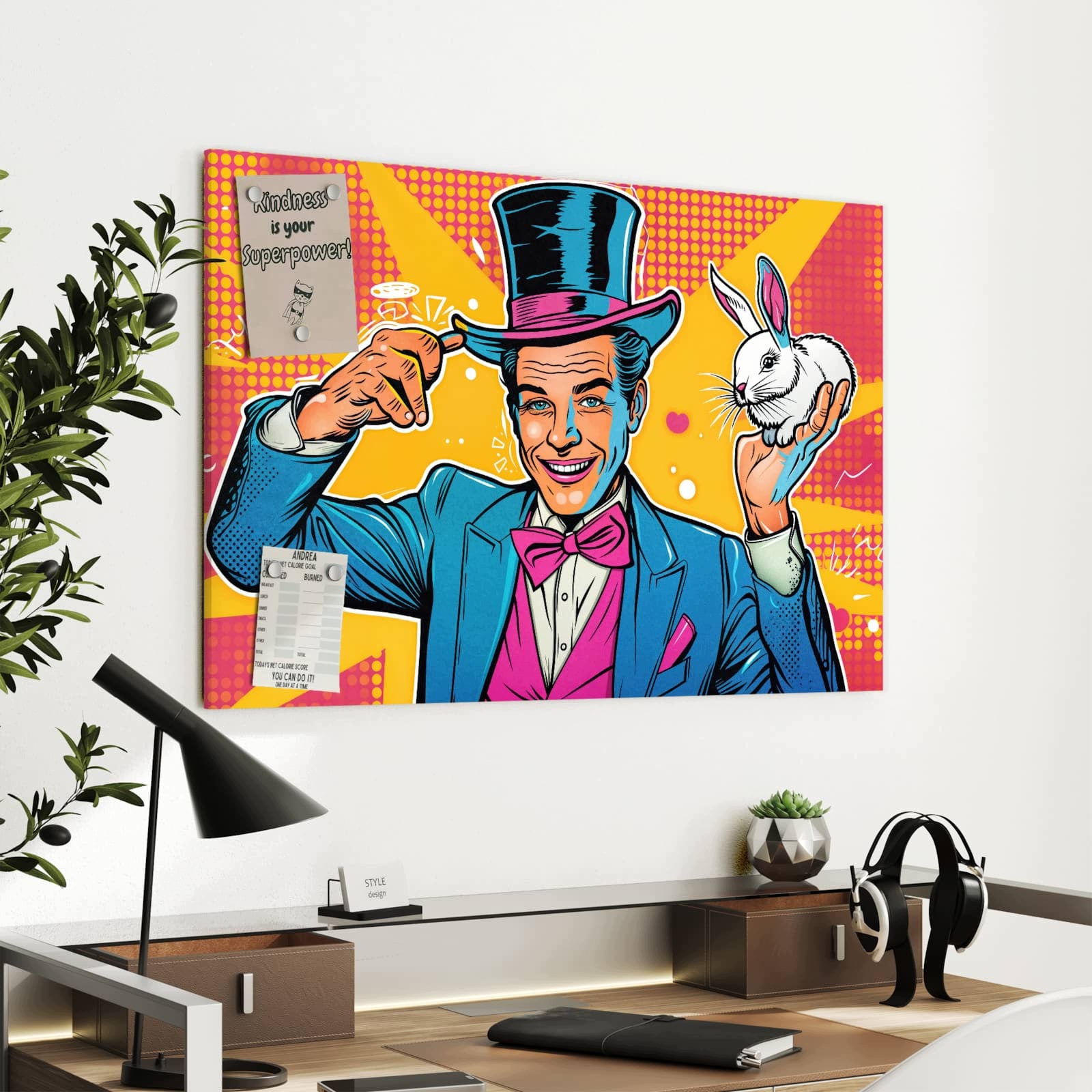 Magnetická tabule – obraz na zeď Kouzelník se zajícem | 90 × 60 cm