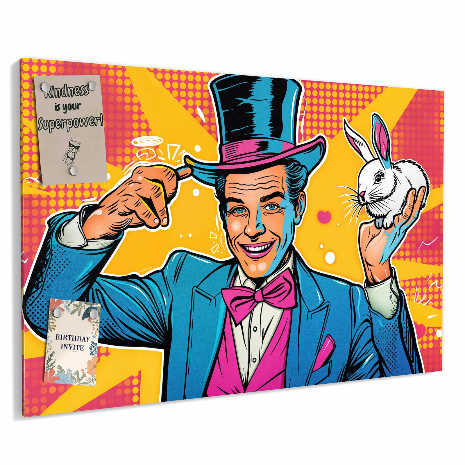 Magnetická tabule – obraz na zeď Kouzelník se zajícem | 90 × 60 cm
