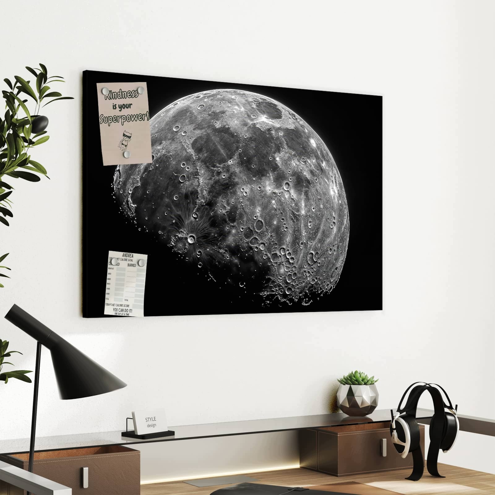 Magnetická tabule – obraz na zeď Měsíční kráter – detail | 60 × 40 cm