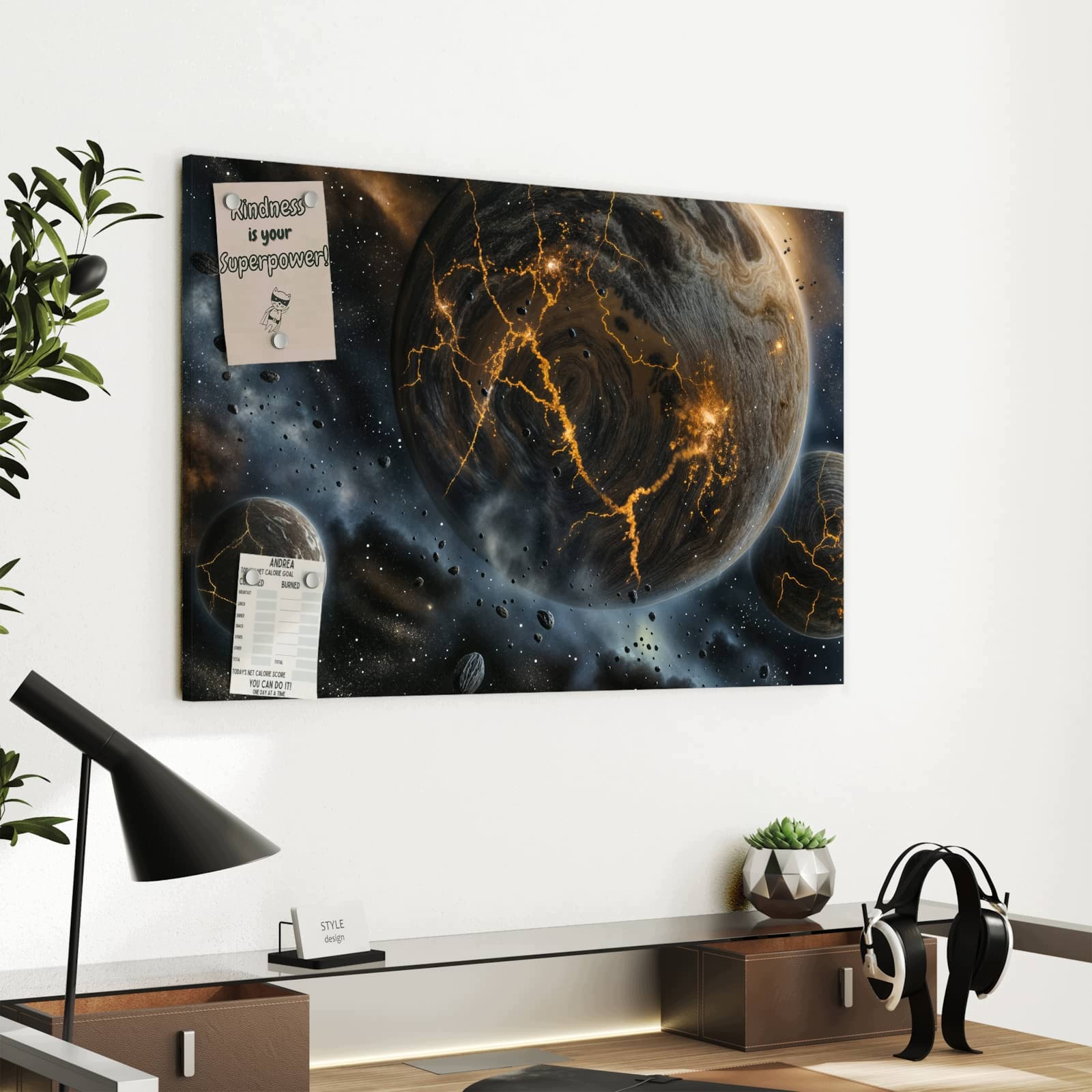 Magnetická tabule – obraz na zeď Tři světy | 60 × 40 cm