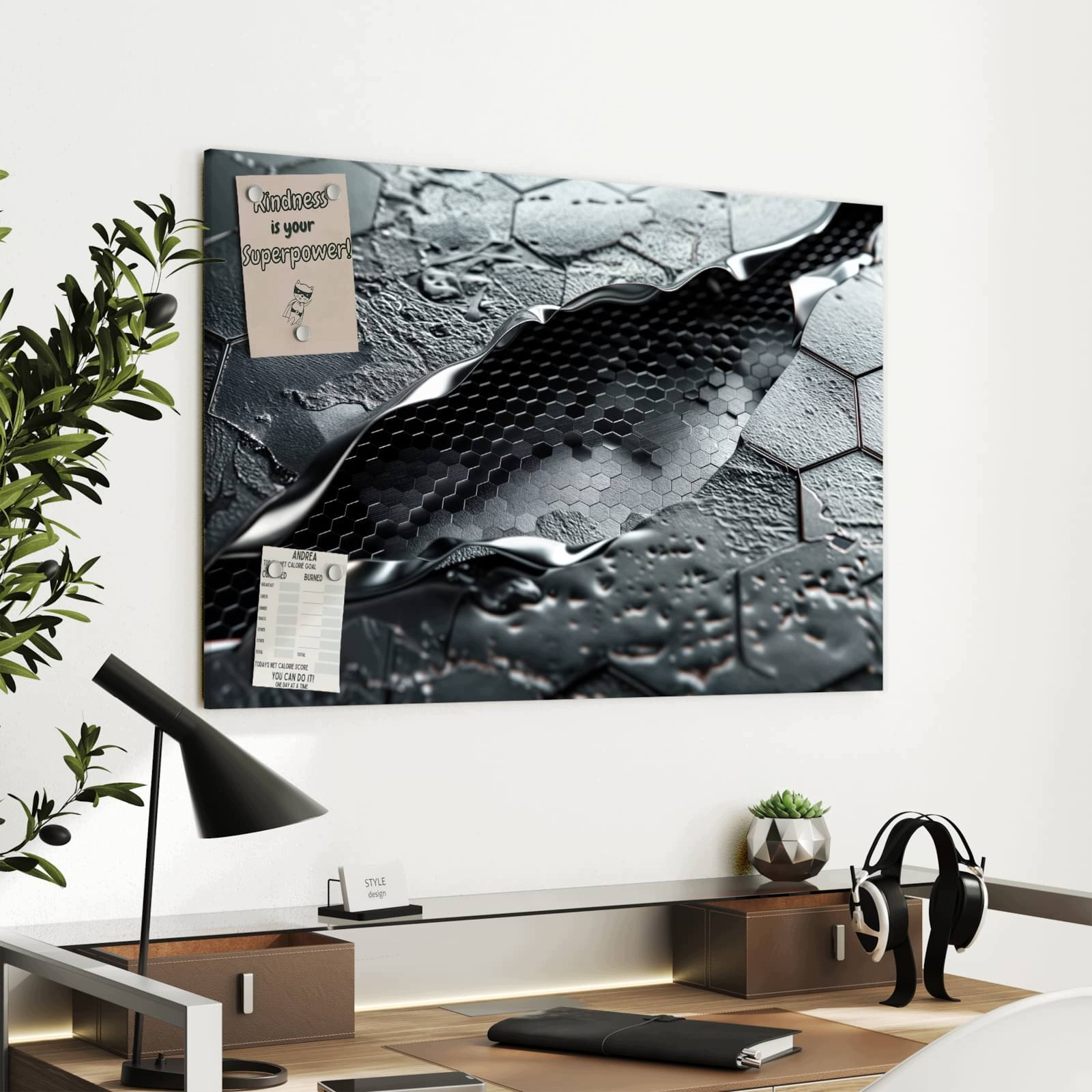 Magnetická tabule – obraz na zeď Šestiúhelníkový vzor | 90 × 60 cm