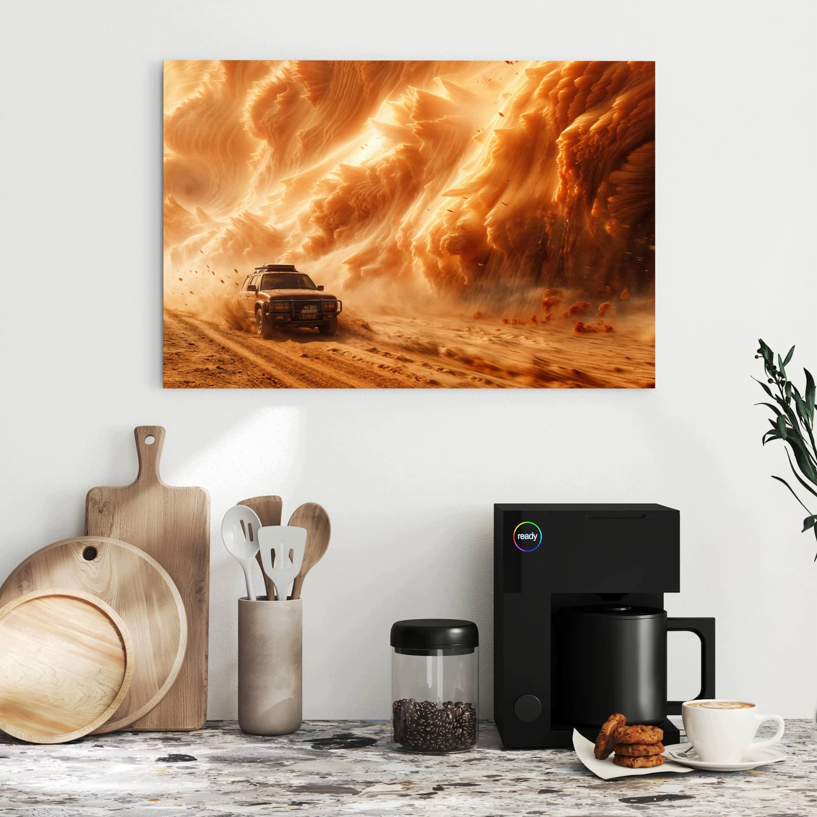 Magnetická tabule – obraz na zeď Písečná bouře – dobrodružství s Jeepem | 60 × 40 cm