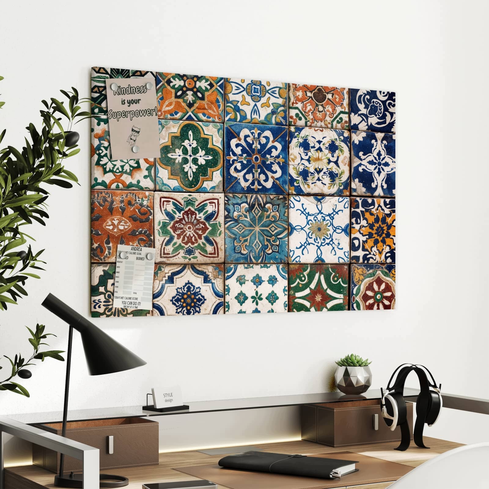 Magnetická tabule – obraz na zeď Barevné dlaždice | 90 × 60 cm