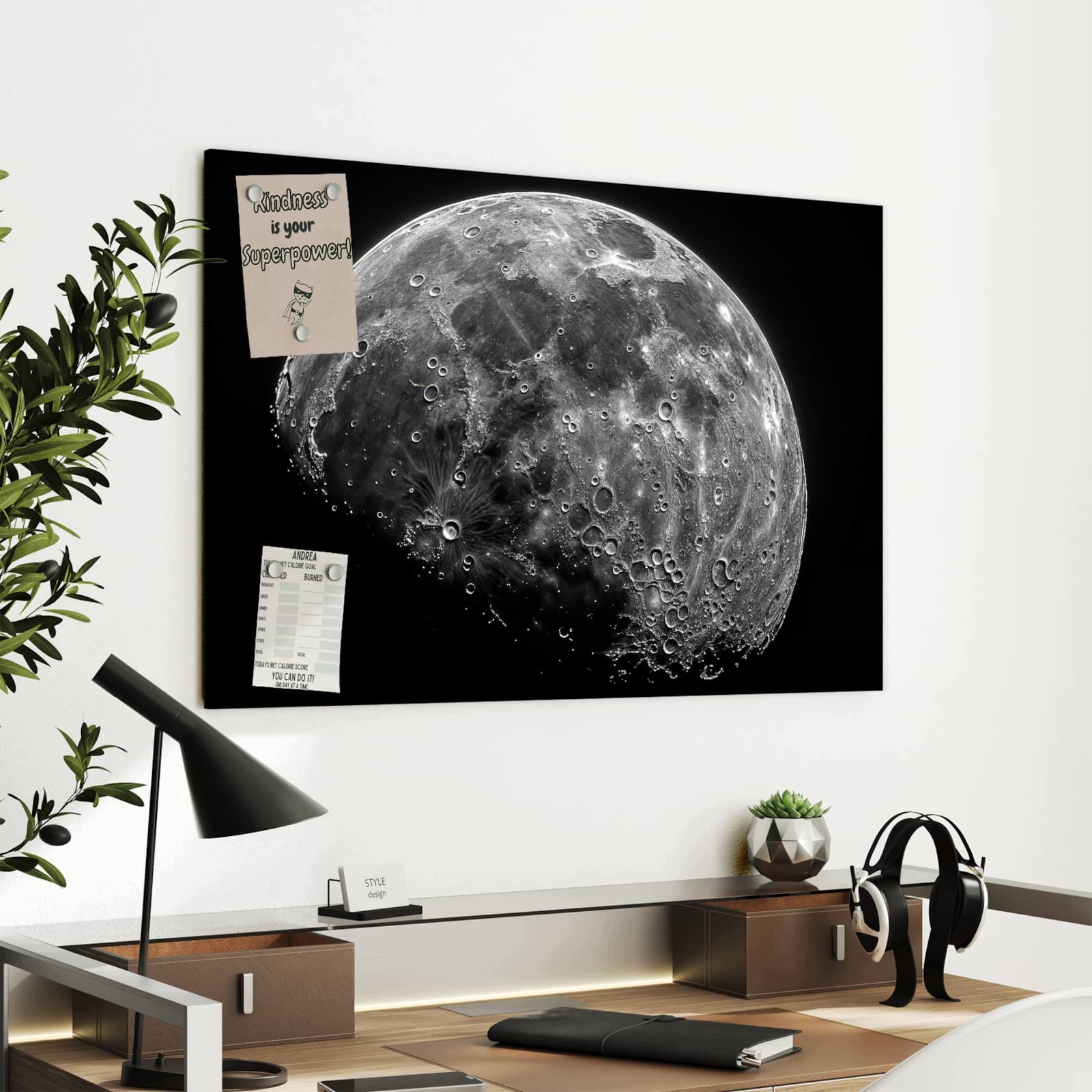 Magnetická tabule – obraz na zeď Měsíční kráter – detail | 90 × 60 cm