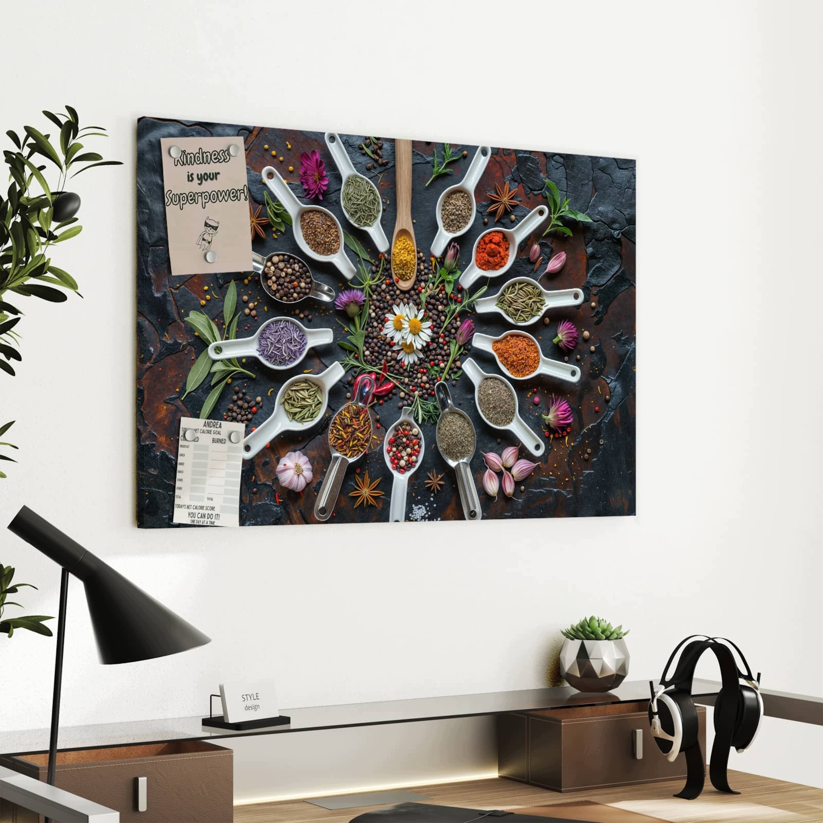 Magnetická tabule – obraz na zeď Bylinky a koření – motiv 2 | 60 × 40 cm