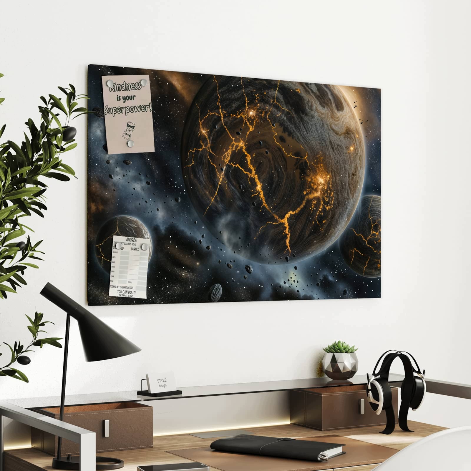 Magnetická tabule – obraz na zeď Tři světy | 90 × 60 cm