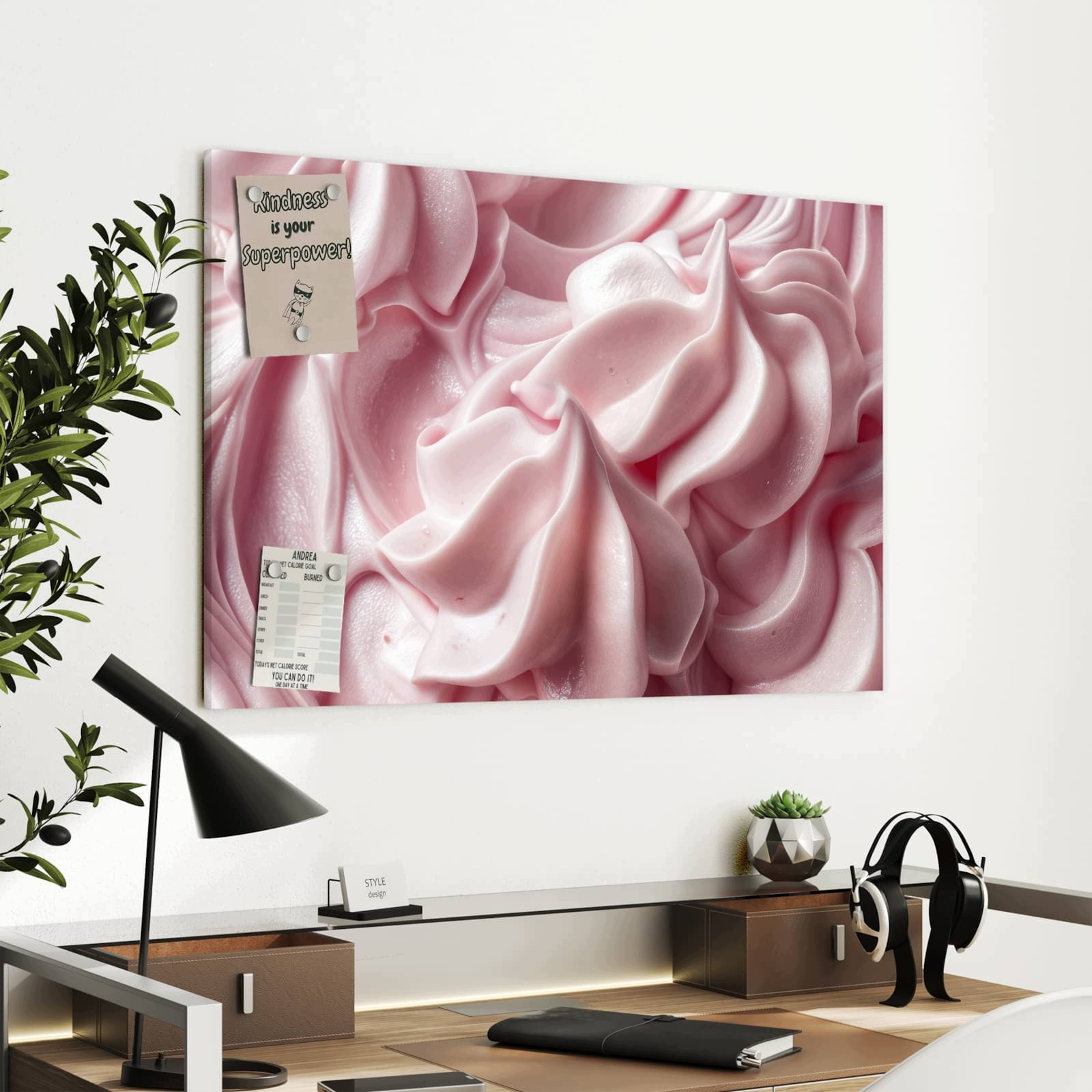 Magnetická tabule – obraz na zeď Jemný krém s pěnou | 90 × 60 cm