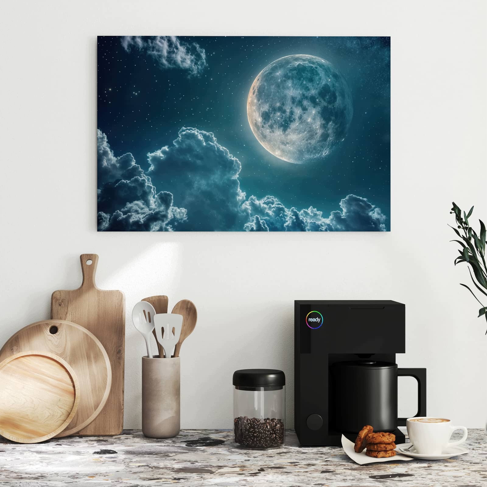 Magnetická tabule – obraz na zeď Měsíc a mraky | 60 × 40 cm