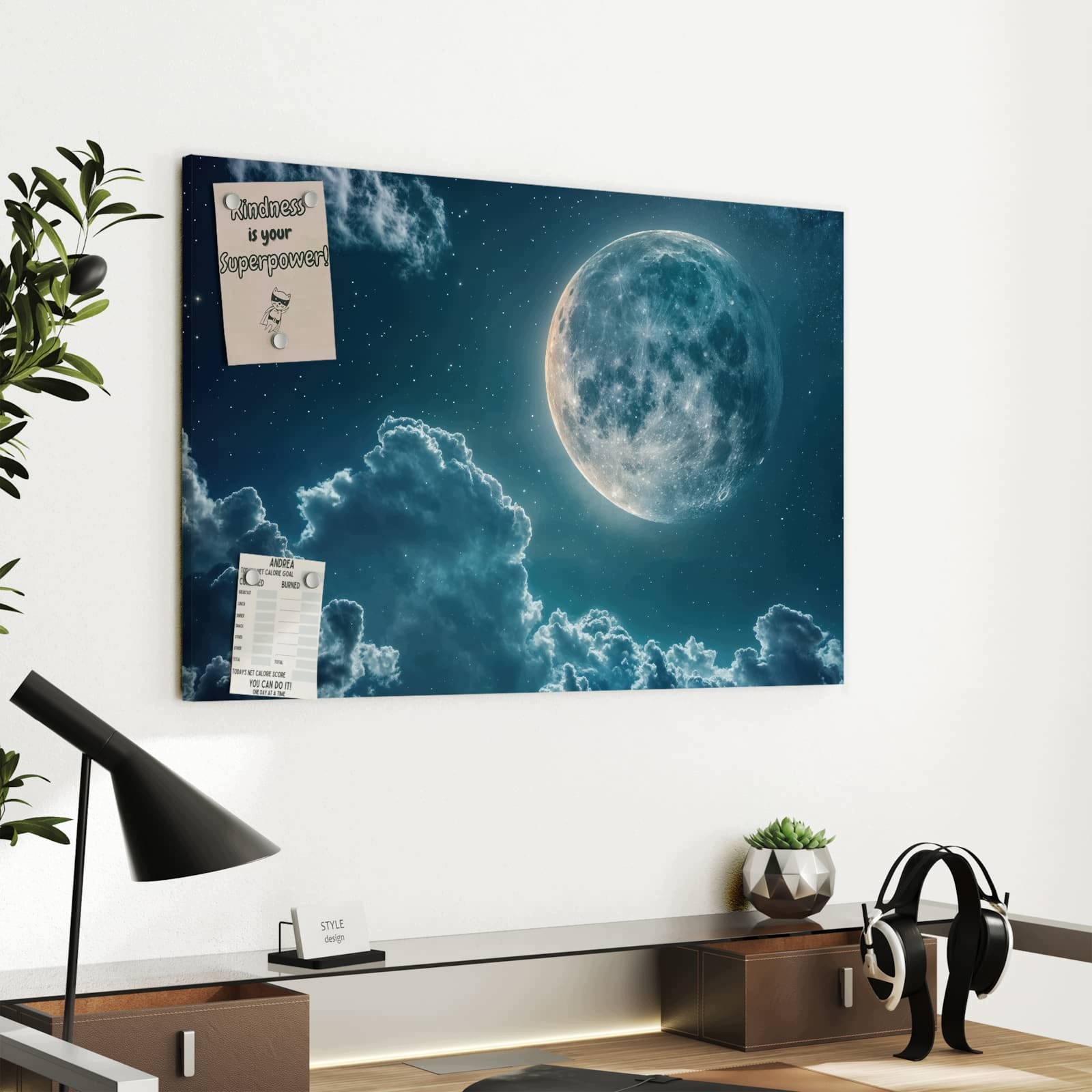 Magnetická tabule – obraz na zeď Měsíc a mraky | 60 × 40 cm