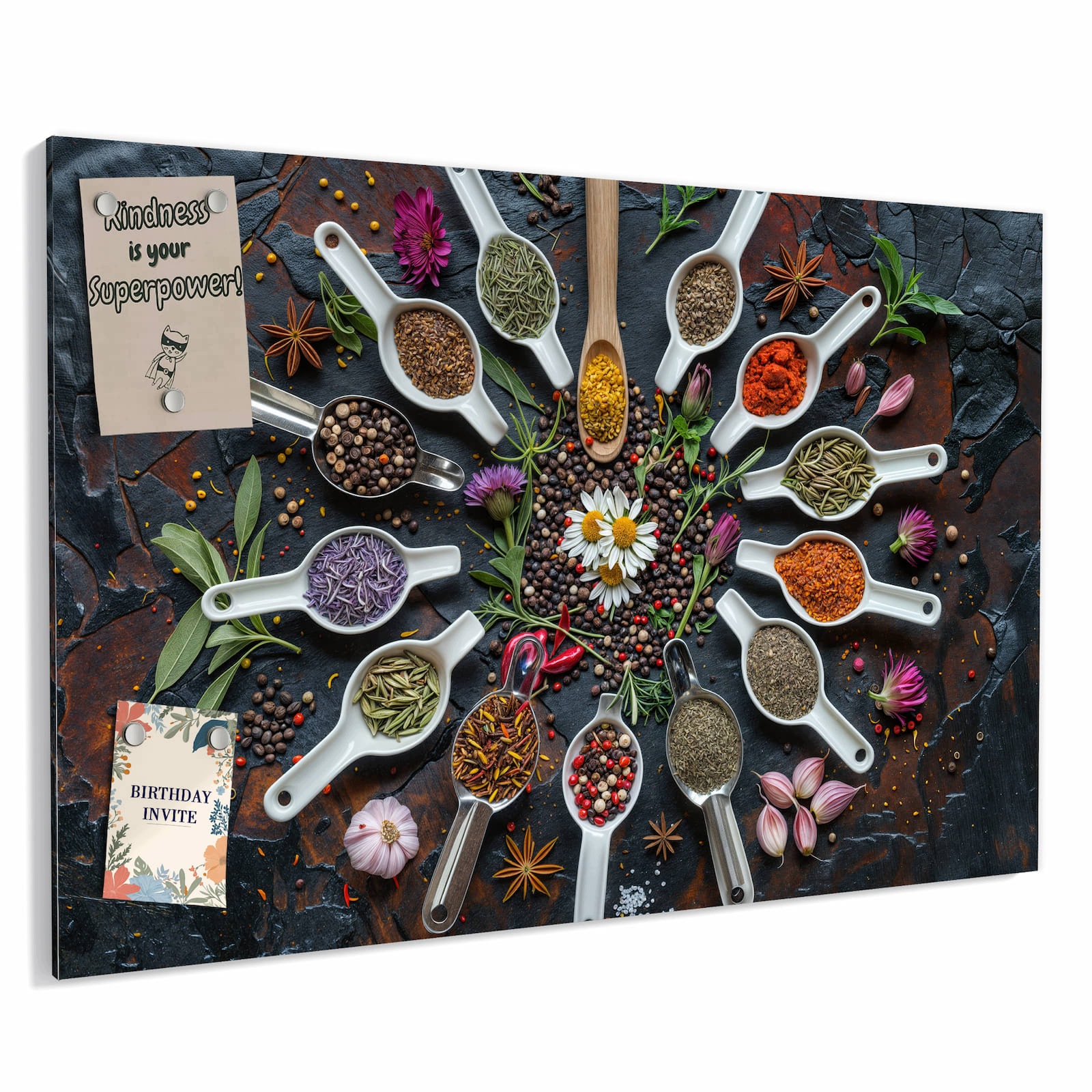 Magnetická tabule – obraz na zeď Bylinky a koření – motiv 2 | 90 × 60 cm