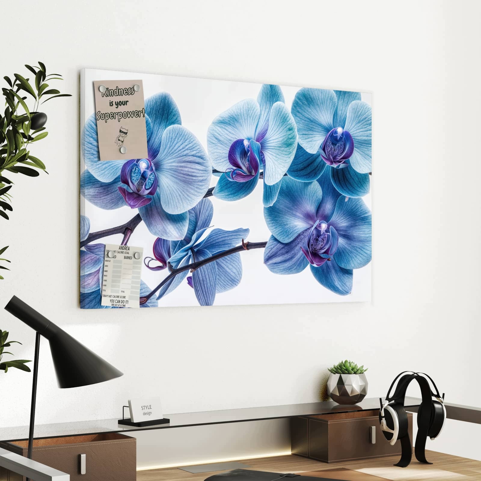 Magnetická tabule – obraz na zeď Modrá orchidej | 60 × 40 cm