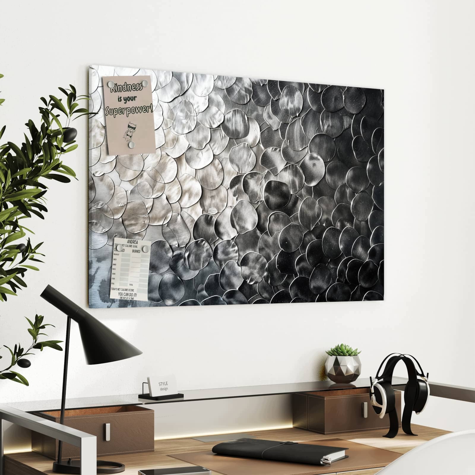 Magnetická tabule – obraz na zeď Kovové šupiny | 90 × 60 cm
