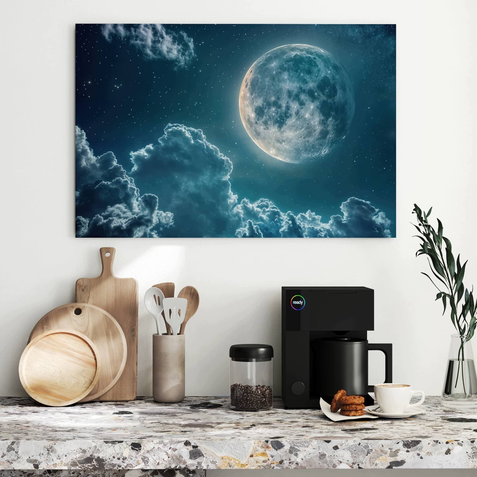 Magnetická tabule – obraz na zeď Měsíc a mraky | 90 × 60 cm
