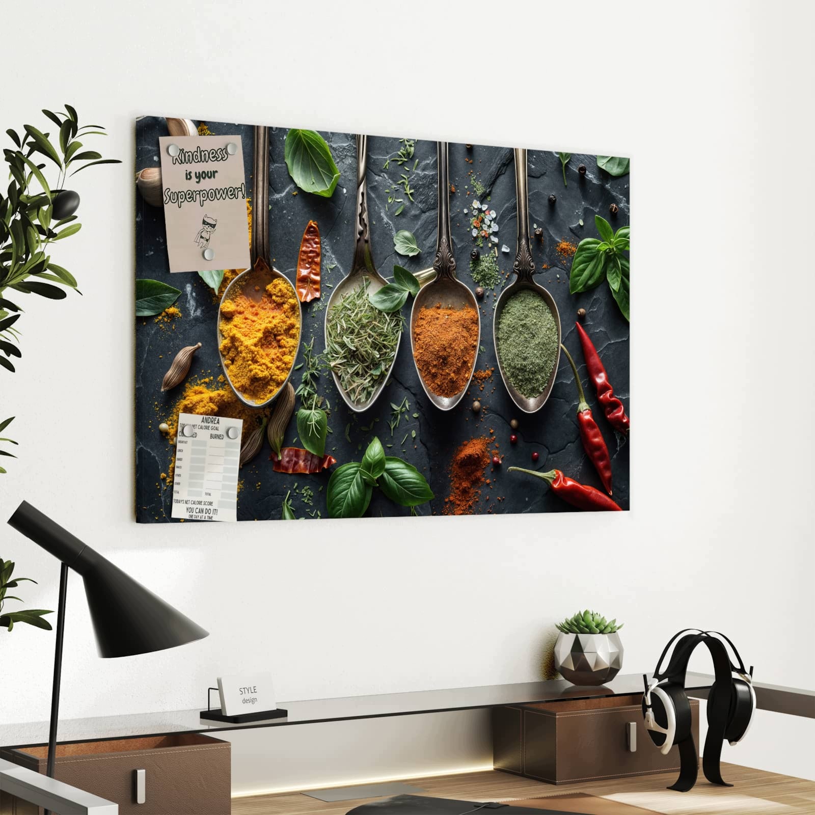 Magnetická tabule – obraz na zeď Bylinky a koření – motiv 1 | 60 × 40 cm