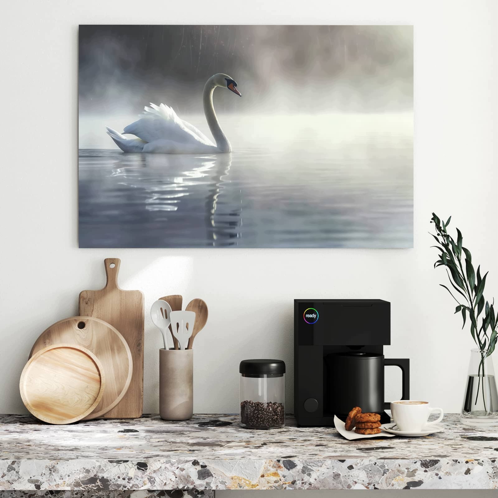 Magnetická tabule – obraz na zeď Plovoucí labuť | 90 × 60 cm