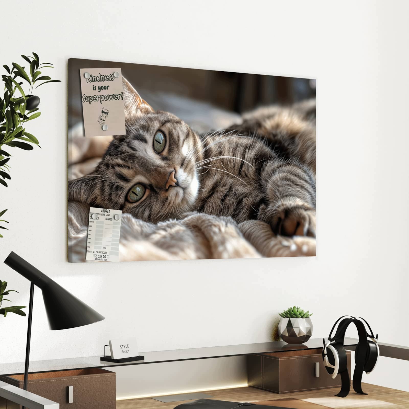 Magnetická tabule – obraz na zeď Útulná kočka – motiv 1 | 60 × 40 cm