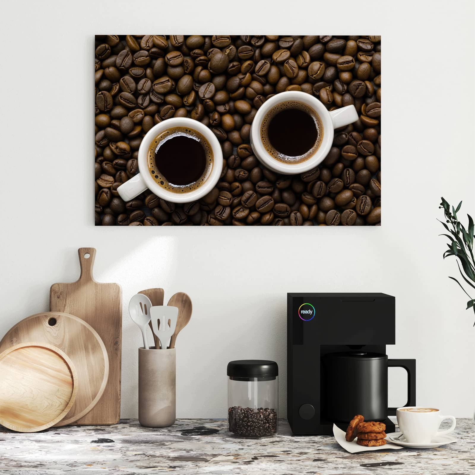 Magnetická tabule – obraz na zeď Zrnka kávy a šálky | 60 × 40 cm
